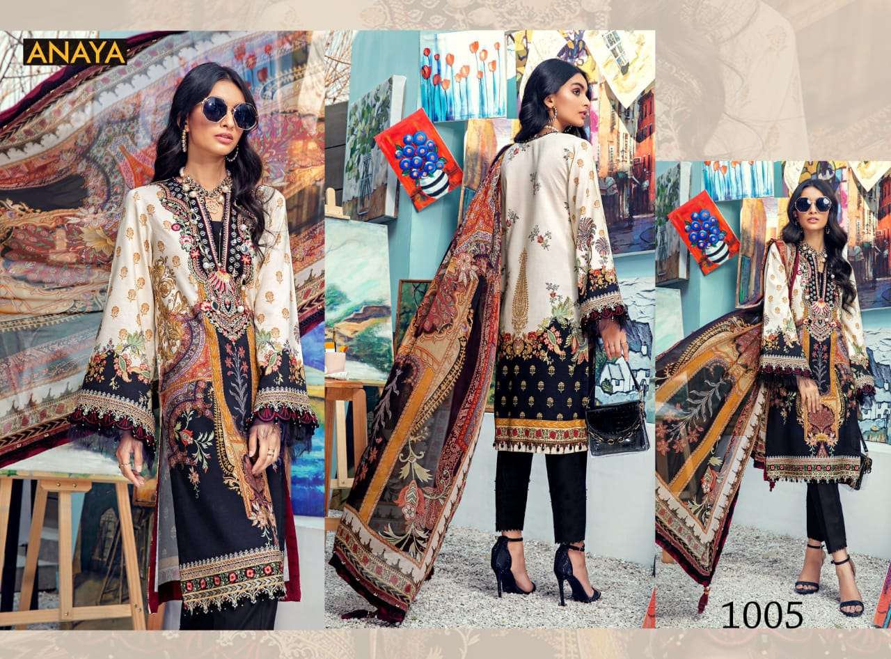 ANAYA BY AGHA NOOR 1001 TO 1010 SERIES DESIGNER SUITS BEAUTIFUL FANCY COLORFUL STYLISH PARTY WEAR & OCCASIONAL WEAR JAM SATIN COTTON DRESSES AT WHOLESALE PRICE