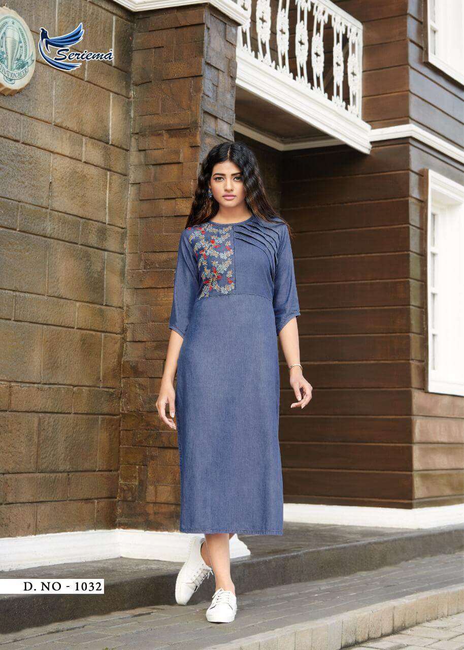 KUMB PREMIER BY SPARROW 1028 TO 1035 SERIES DESIGNER STYLISH FANCY COLORFUL BEAUTIFUL PARTY WEAR & ETHNIC WEAR COLLECTION PURE COTTON DENIM KURTIS AT WHOLESALE PRICE