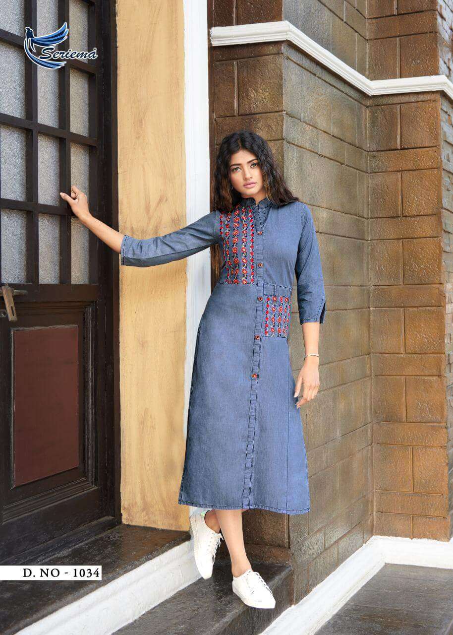 KUMB PREMIER BY SPARROW 1028 TO 1035 SERIES DESIGNER STYLISH FANCY COLORFUL BEAUTIFUL PARTY WEAR & ETHNIC WEAR COLLECTION PURE COTTON DENIM KURTIS AT WHOLESALE PRICE