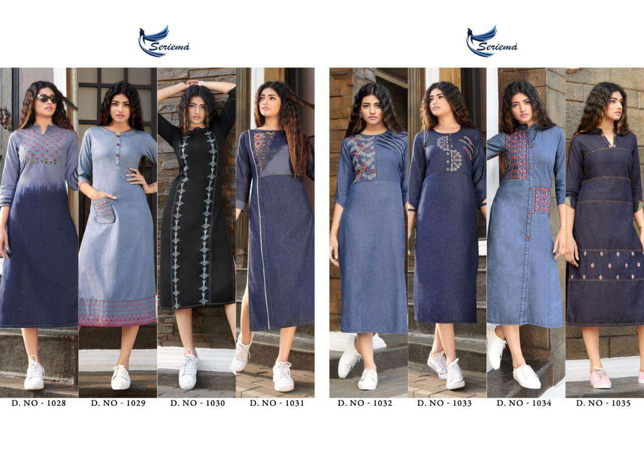 KUMB PREMIER BY SPARROW 1028 TO 1035 SERIES DESIGNER STYLISH FANCY COLORFUL BEAUTIFUL PARTY WEAR & ETHNIC WEAR COLLECTION PURE COTTON DENIM KURTIS AT WHOLESALE PRICE
