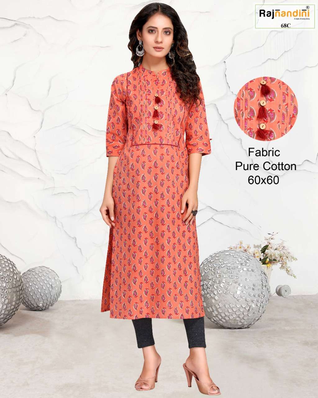 PRINT VOL-14 BY RAJNANDINI 68-A TO 68-D SERIES DESIGNER STYLISH FANCY COLORFUL BEAUTIFUL PARTY WEAR & ETHNIC WEAR COLLECTION PURE COTTON PRINT KURTIS AT WHOLESALE PRICE