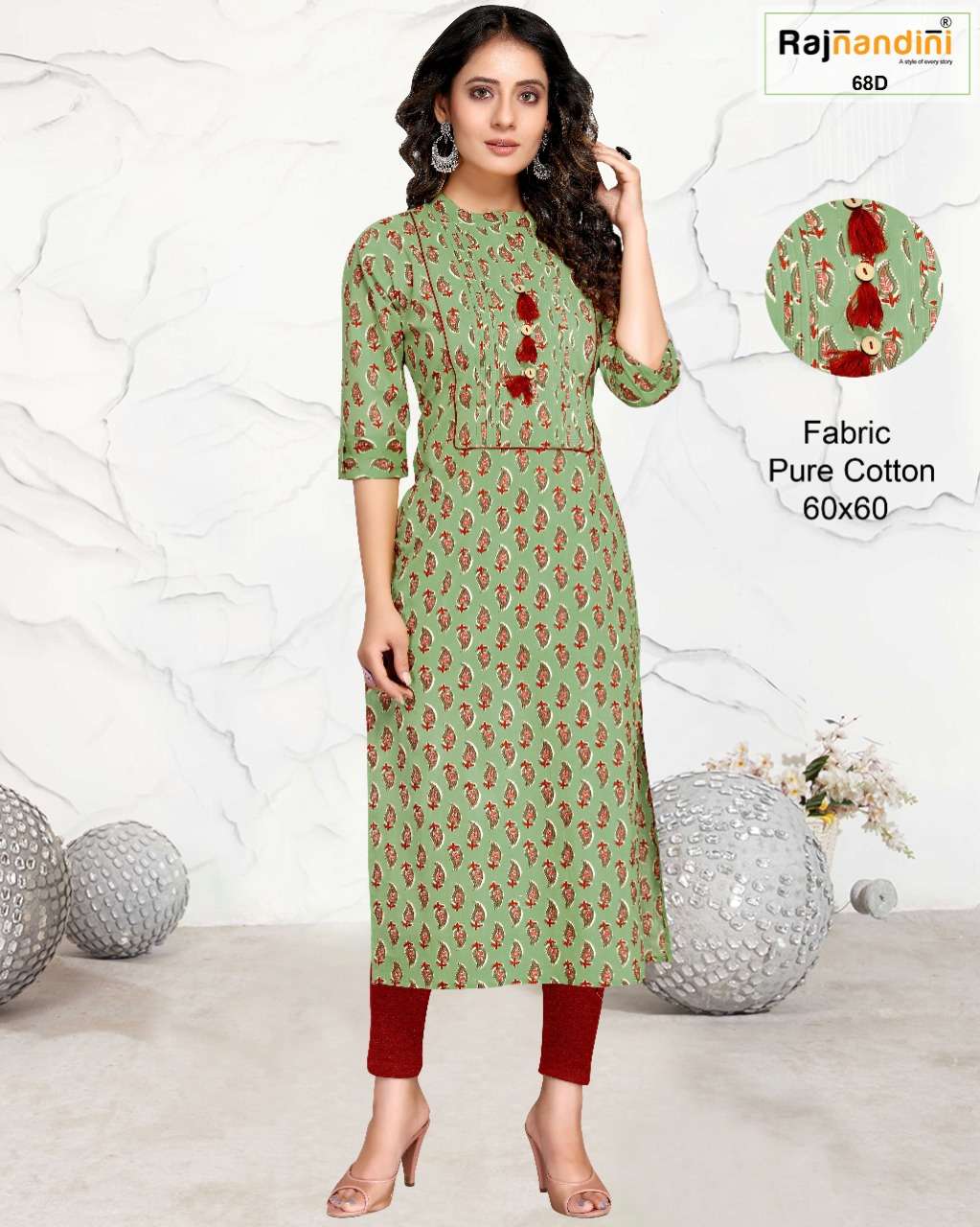 PRINT VOL-14 BY RAJNANDINI 68-A TO 68-D SERIES DESIGNER STYLISH FANCY COLORFUL BEAUTIFUL PARTY WEAR & ETHNIC WEAR COLLECTION PURE COTTON PRINT KURTIS AT WHOLESALE PRICE