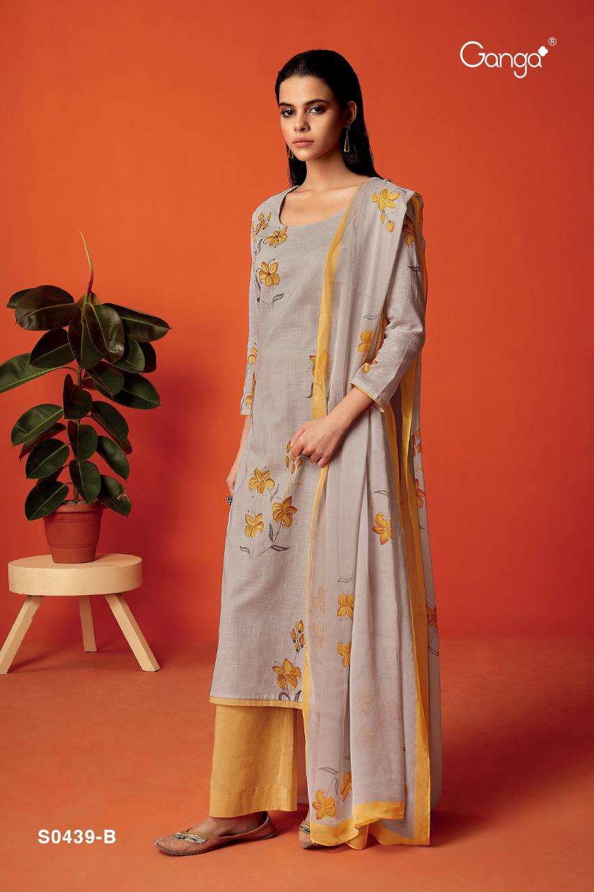 DEEBA-439 BY GANGA FASHION 439-A TO 439-D SERIES BEAUTIFUL SUITS COLORFUL STYLISH FANCY CASUAL WEAR & ETHNIC WEAR FINEST COTTON LINEN PRINT WITH WORK DRESSES AT WHOLESALE PRICE