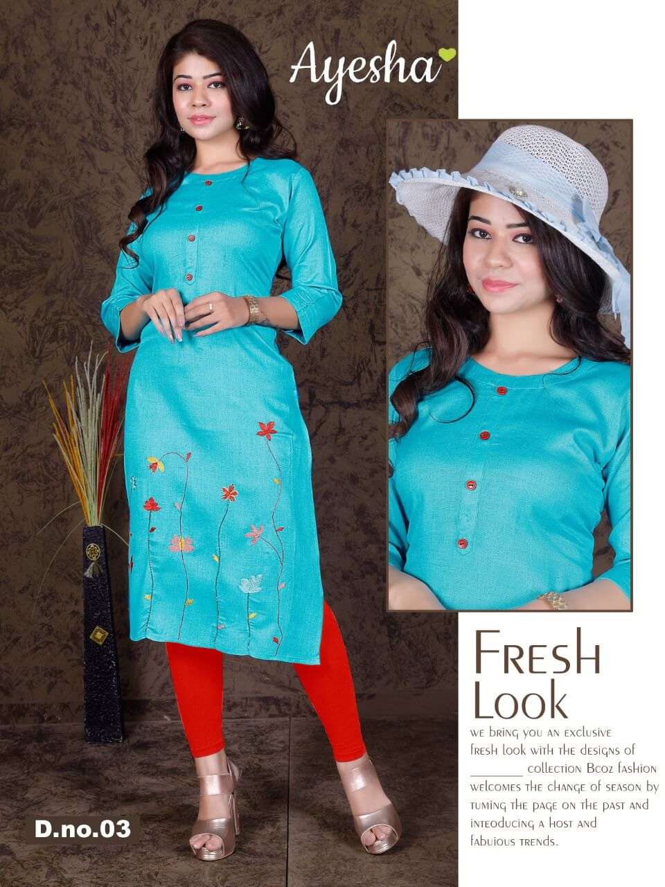 HEER BY AYESHA 01 TO 06 SERIES DESIGNER STYLISH FANCY COLORFUL BEAUTIFUL PARTY WEAR & ETHNIC WEAR COLLECTION RAYON FLEX WITH HANDWORK KURTIS AT WHOLESALE PRICE