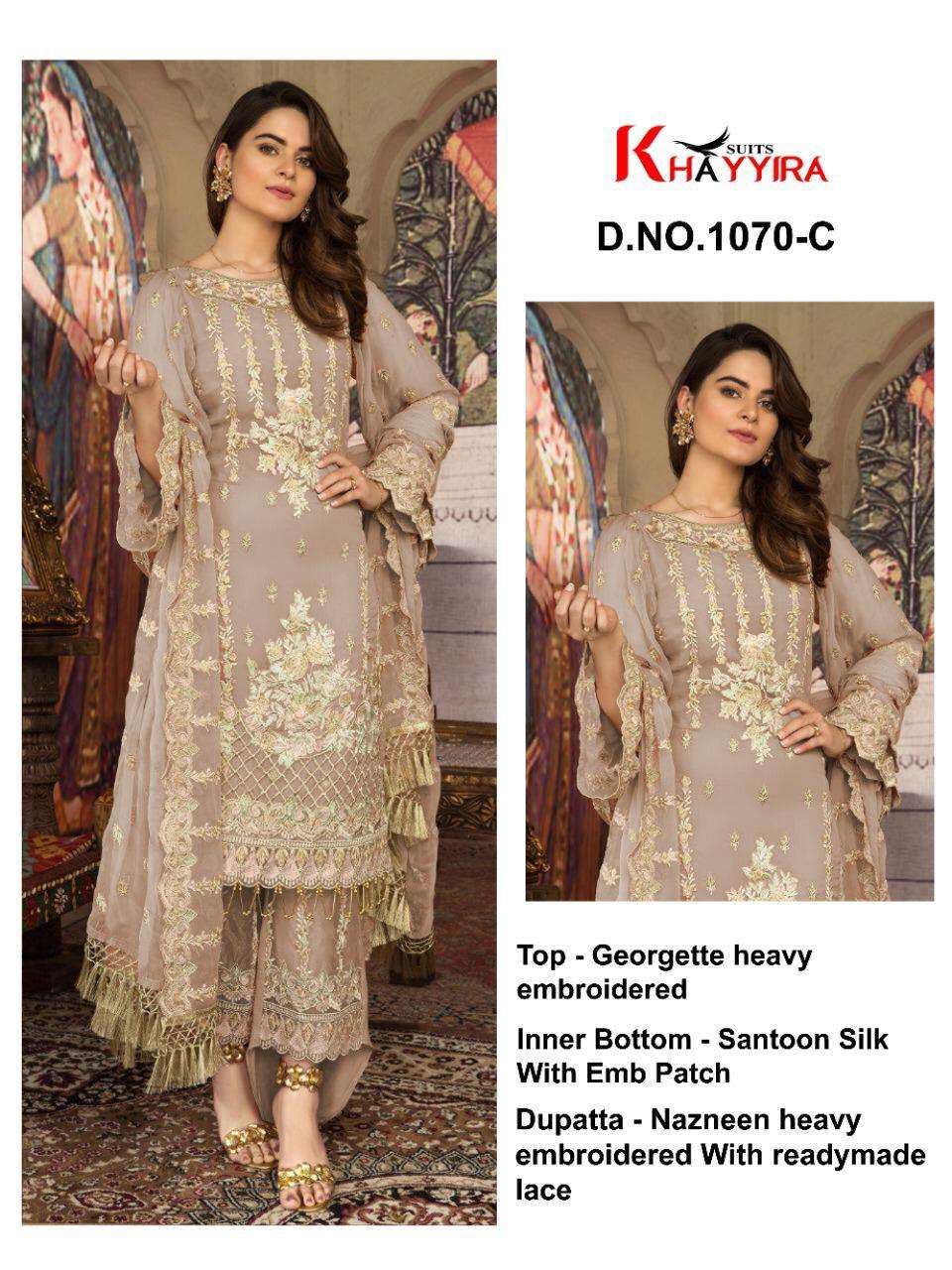 KHAYYIRA HIT COLLECTION VOL-10 BY KHAYYIRA BEAUTIFUL COLORFUL STYLISH FANCY CASUAL WEAR & ETHNIC WEAR & READY TO WEAR GEORGETTE WITH EMBROIDERY DRESSES AT WHOLESALE PRICE