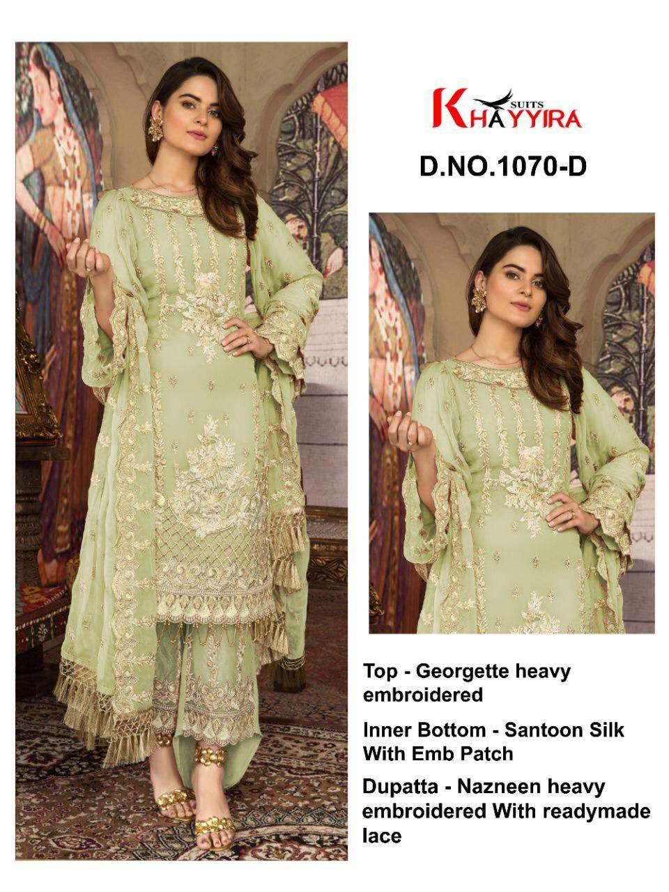 KHAYYIRA HIT COLLECTION VOL-10 BY KHAYYIRA BEAUTIFUL COLORFUL STYLISH FANCY CASUAL WEAR & ETHNIC WEAR & READY TO WEAR GEORGETTE WITH EMBROIDERY DRESSES AT WHOLESALE PRICE