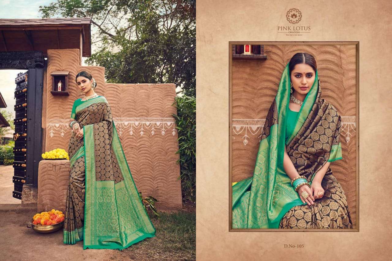 PEARL SILK BY PINK LOTUS 101 TO 113 SERIES INDIAN TRADITIONAL WEAR COLLECTION BEAUTIFUL STYLISH FANCY COLORFUL PARTY WEAR & OCCASIONAL WEAR SILK SAREES AT WHOLESALE PRICE