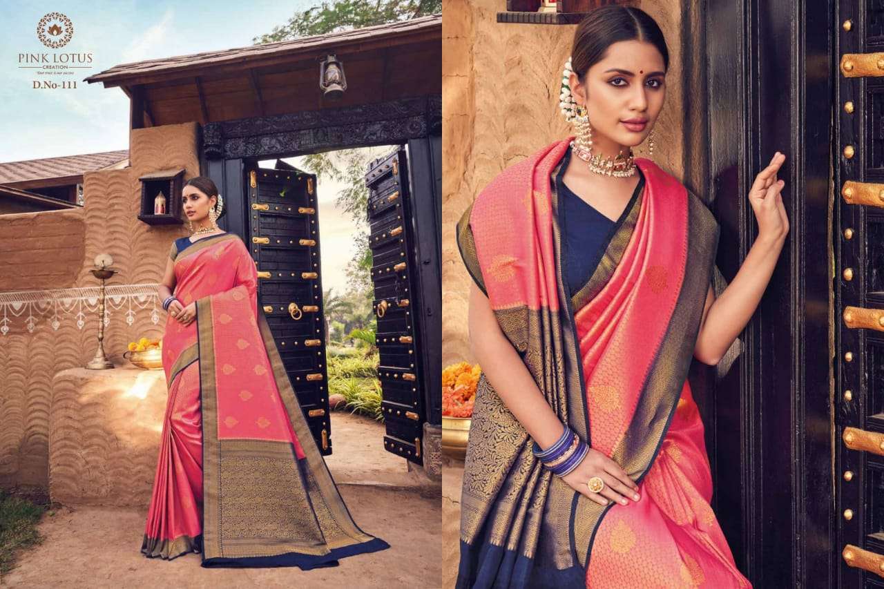 PEARL SILK BY PINK LOTUS 101 TO 113 SERIES INDIAN TRADITIONAL WEAR COLLECTION BEAUTIFUL STYLISH FANCY COLORFUL PARTY WEAR & OCCASIONAL WEAR SILK SAREES AT WHOLESALE PRICE