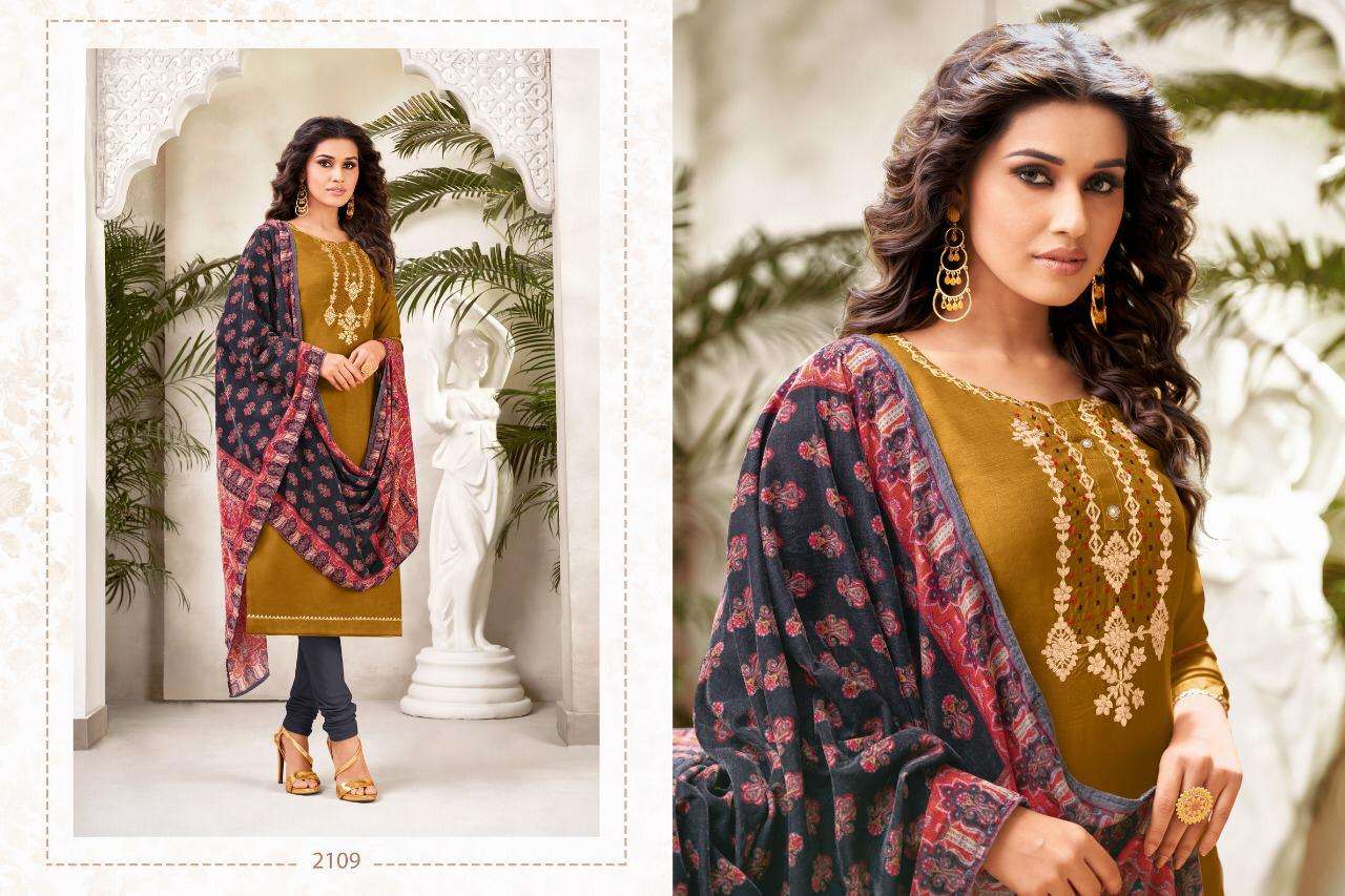 AFREEN VOL-3 BY KASMEERA 2106 TO 2111 SERIES BEAUTIFUL SUITS COLORFUL STYLISH FANCY CASUAL WEAR & ETHNIC WEAR SILK WITH EMBROIDERY DRESSES AT WHOLESALE PRICE