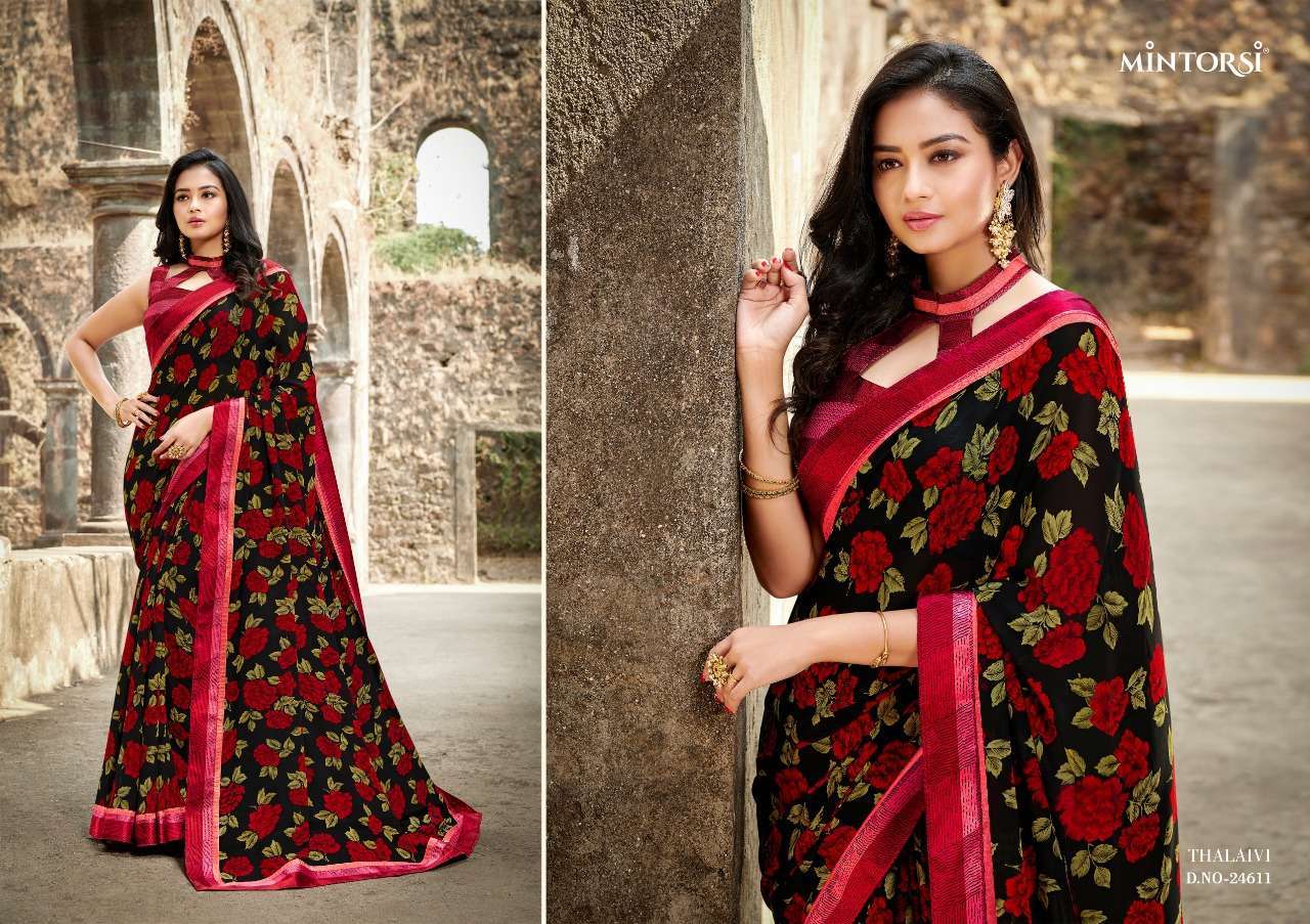 THALAIVI BY MINTORSI 24601 TO 24611 SERIES INDIAN TRADITIONAL WEAR COLLECTION BEAUTIFUL STYLISH FANCY COLORFUL PARTY WEAR & OCCASIONAL WEAR WEIGHTLESS SAREES AT WHOLESALE PRICE