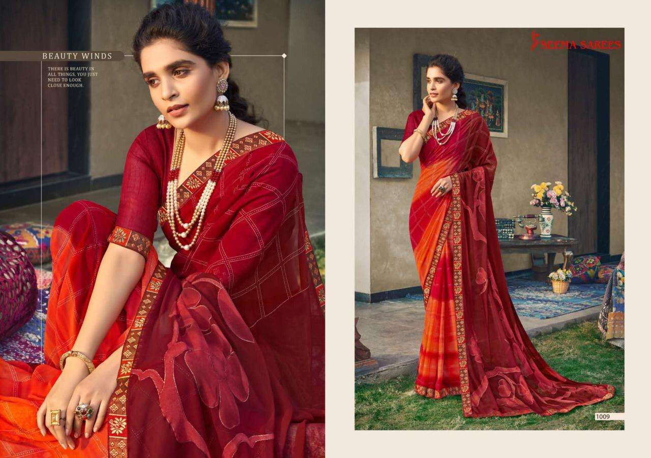 DREAM GIRL VOL-2 BY SEEMA SAREES 1001 TO 1008 SERIES INDIAN TRADITIONAL WEAR COLLECTION BEAUTIFUL STYLISH FANCY COLORFUL PARTY WEAR & OCCASIONAL WEAR WEIGHTLESS SAREES AT WHOLESALE PRICE
