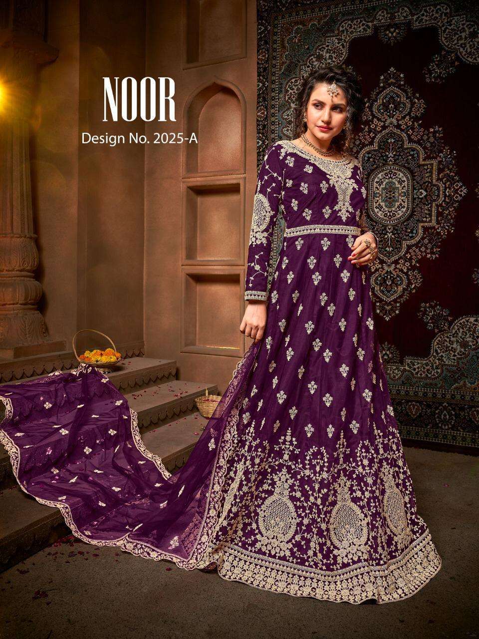 NOOR BY AVIGHAYA 2025-A TO 2025-D SERIES BEAUTIFUL STYLISH ANARKALI SUITS FANCY COLORFUL CASUAL WEAR & ETHNIC WEAR & READY TO WEAR NET EMBROIDERED DRESSES AT WHOLESALE PRICE
