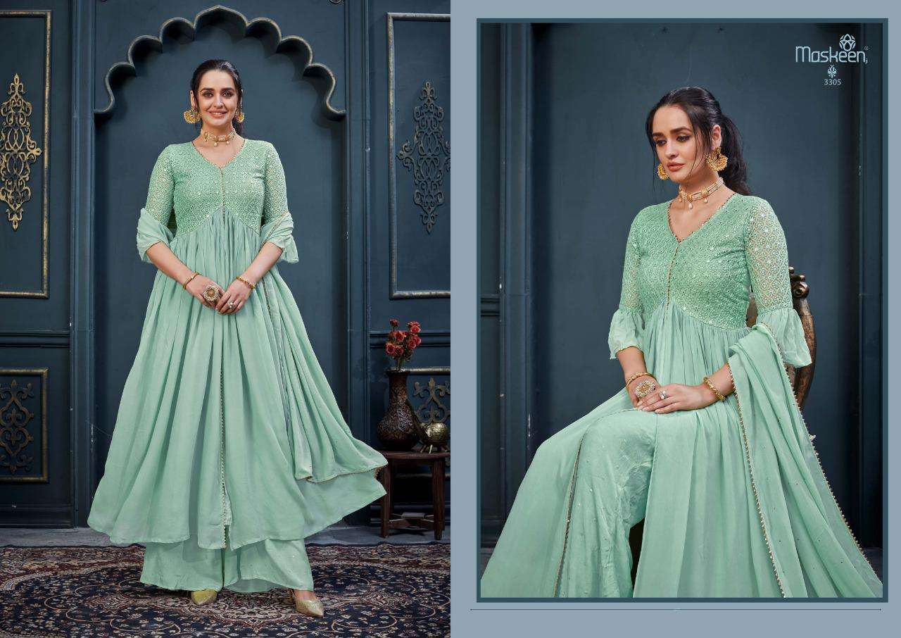 FLORIS BY MAISHA 3301 TO 3306 SERIES BEAUTIFUL STYLISH SHARARA SUITS FANCY COLORFUL CASUAL WEAR & ETHNIC WEAR & READY TO WEAR HEAVY GEORGETTE EMBROIDERED DRESSES AT WHOLESALE PRICE
