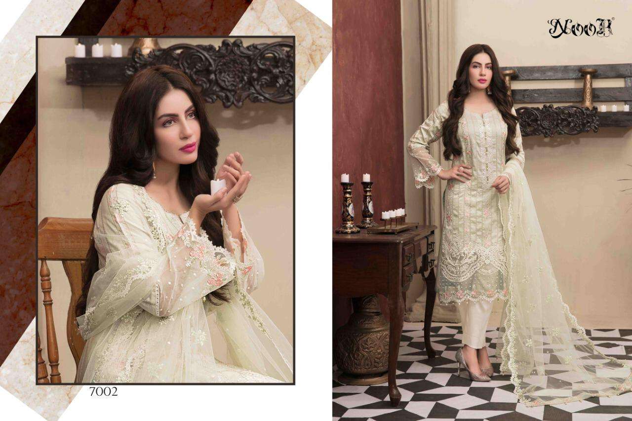 TAWAKKAL BY NOOR 7002 TO 7006 SERIES DESIGNER PAKISTANI SUITS BEAUTIFUL STYLISH FANCY COLORFUL PARTY WEAR & OCCASIONAL WEAR PURE COTTON EMBROIDERY DRESSES AT WHOLESALE PRICE