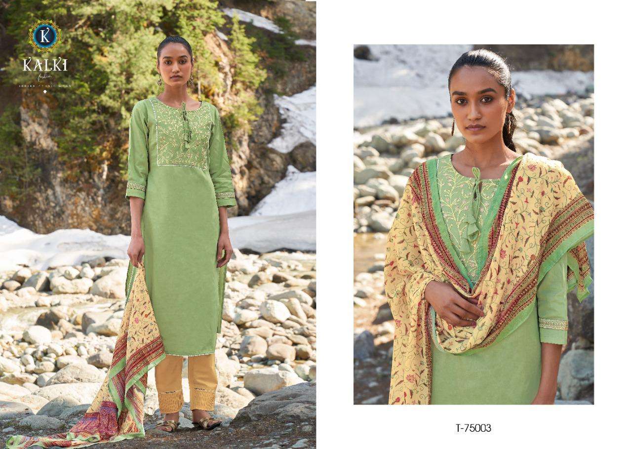 KASHMIKA BY KALKI 75001 TO 75006 SERIES BEAUTIFUL SUITS COLORFUL STYLISH FANCY CASUAL WEAR & ETHNIC WEAR PURE VISCOSE COTTON EMBROIDERED DRESSES AT WHOLESALE PRICE