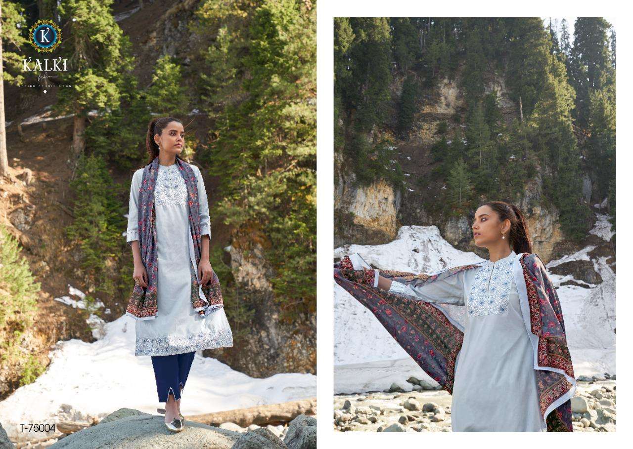 KASHMIKA BY KALKI 75001 TO 75006 SERIES BEAUTIFUL SUITS COLORFUL STYLISH FANCY CASUAL WEAR & ETHNIC WEAR PURE VISCOSE COTTON EMBROIDERED DRESSES AT WHOLESALE PRICE