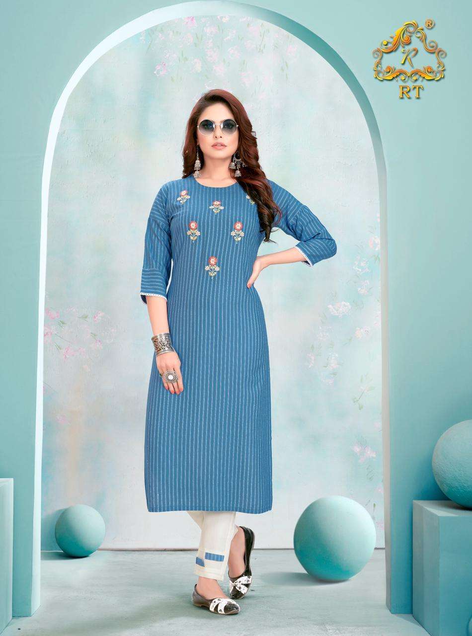 SPRING BY RT 9001 TO 9006 SERIES DESIGNER STYLISH FANCY COLORFUL BEAUTIFUL PARTY WEAR & ETHNIC WEAR COLLECTION VISCOSE RAYON EMBROIDERY KURTIS WITH BOTTOM AT WHOLESALE PRICE