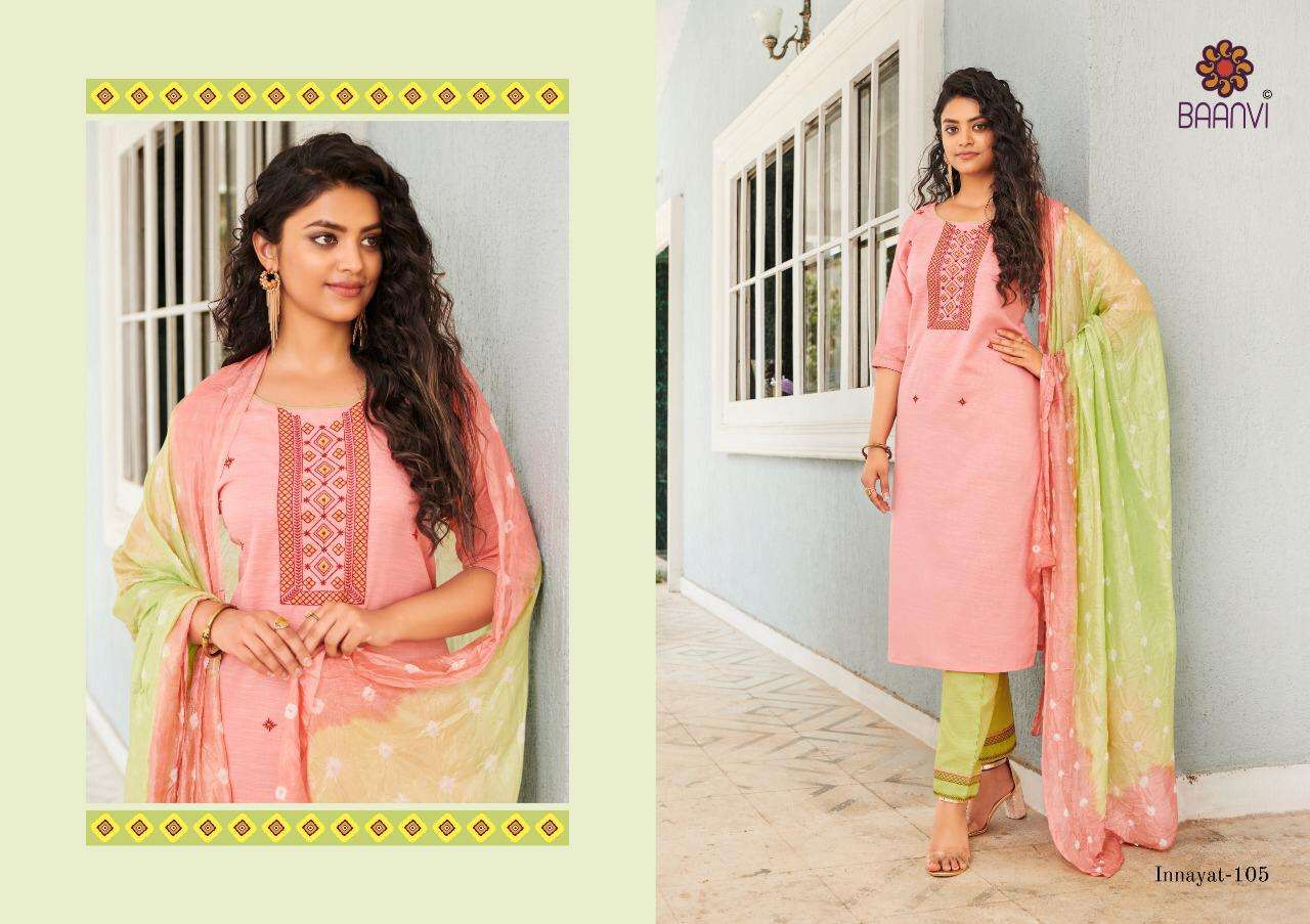 INNAYAT BY BAANVI 101 TO 106 SERIES BEAUTIFUL SUITS COLORFUL STYLISH FANCY CASUAL WEAR & ETHNIC WEAR HEAVY COTTON EMBROIDERED DRESSES AT WHOLESALE PRICE