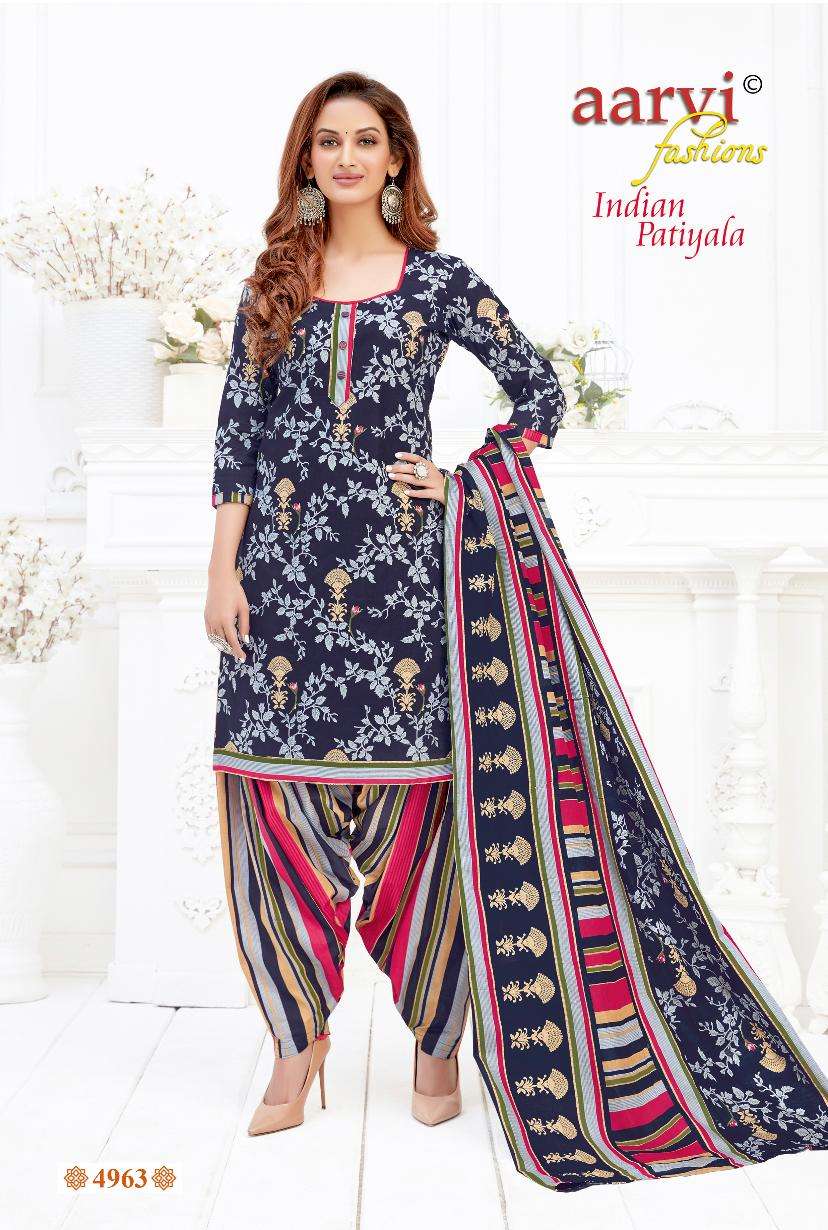 INDIAN PATIYALA VOL-1 BY AARVI FASHION 4961 TO 4972 SERIES BEAUTIFUL PATIYALA SUITS STYLISH FANCY COLORFUL PARTY WEAR & OCCASIONAL WEAR PURE COTTON PRINT DRESSES AT WHOLESALE PRICE