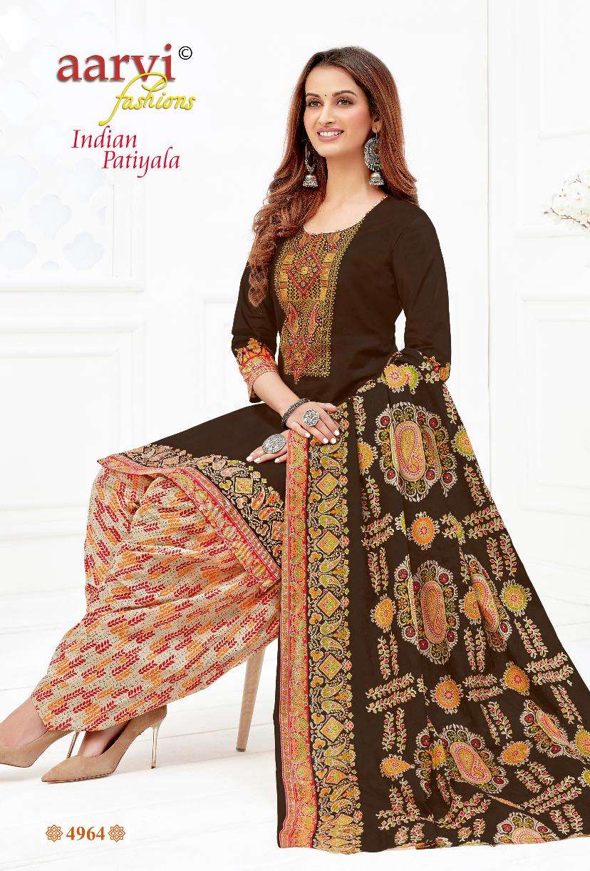 INDIAN PATIYALA VOL-1 BY AARVI FASHION 4961 TO 4972 SERIES BEAUTIFUL PATIYALA SUITS STYLISH FANCY COLORFUL PARTY WEAR & OCCASIONAL WEAR PURE COTTON PRINT DRESSES AT WHOLESALE PRICE