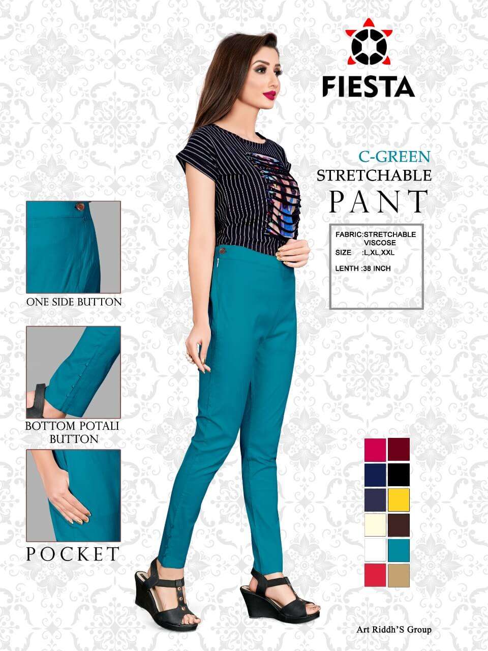 PANT BY FIESTA 01 TO 10 SERIES DESIGNER STYLISH FANCY COLORFUL BEAUTIFUL PARTY WEAR & ETHNIC WEAR COLLECTION VISCOSE PANTS AT WHOLESALE PRICE