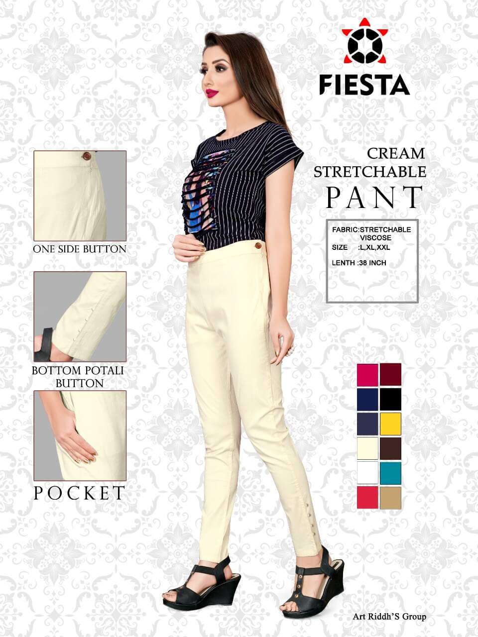 PANT BY FIESTA 01 TO 10 SERIES DESIGNER STYLISH FANCY COLORFUL BEAUTIFUL PARTY WEAR & ETHNIC WEAR COLLECTION VISCOSE PANTS AT WHOLESALE PRICE
