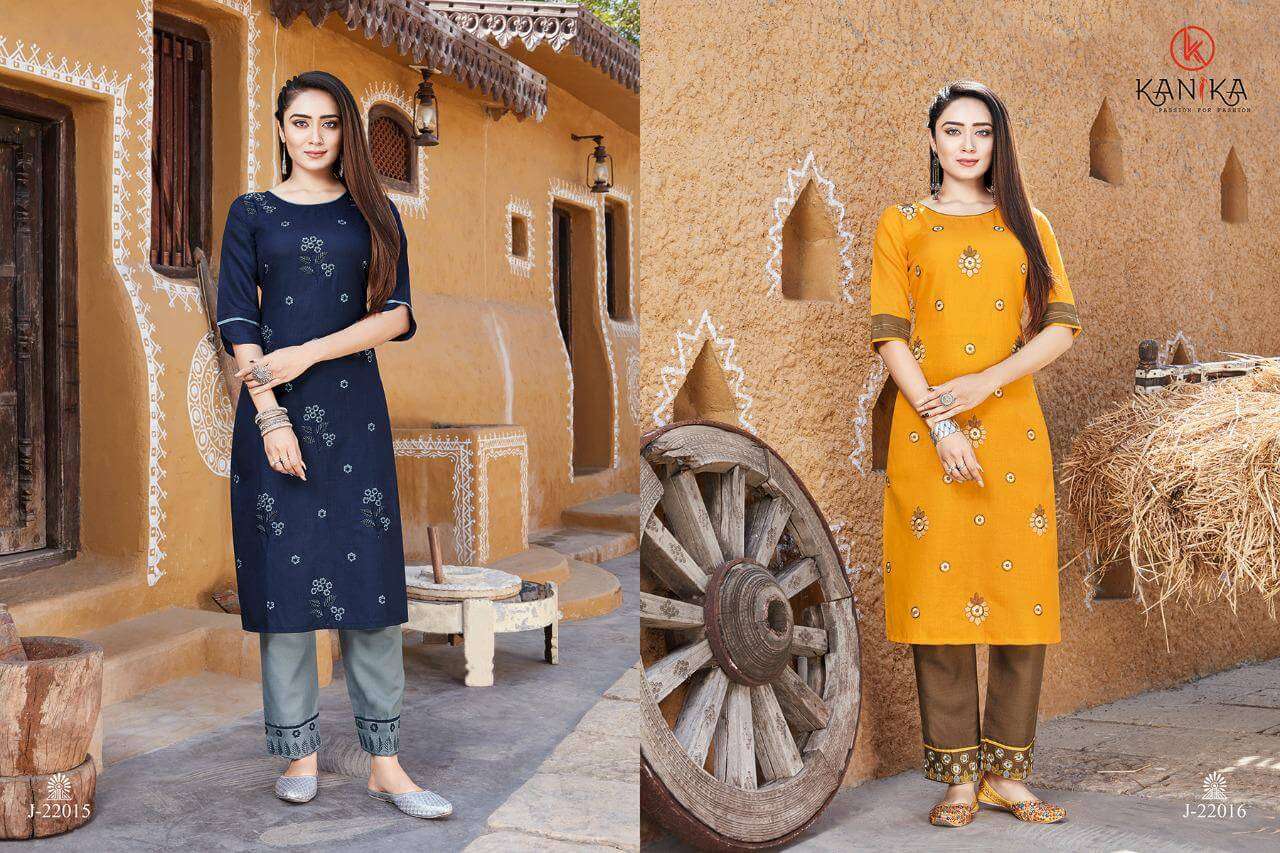 JULITE VOL-3 BY KANIKA 22013 TO 22018 SERIES DESIGNER STYLISH FANCY COLORFUL BEAUTIFUL PARTY WEAR & ETHNIC WEAR COLLECTION RUBY SLUB EMBROIDERY KURTIS WITH BOTTOM AT WHOLESALE PRICE