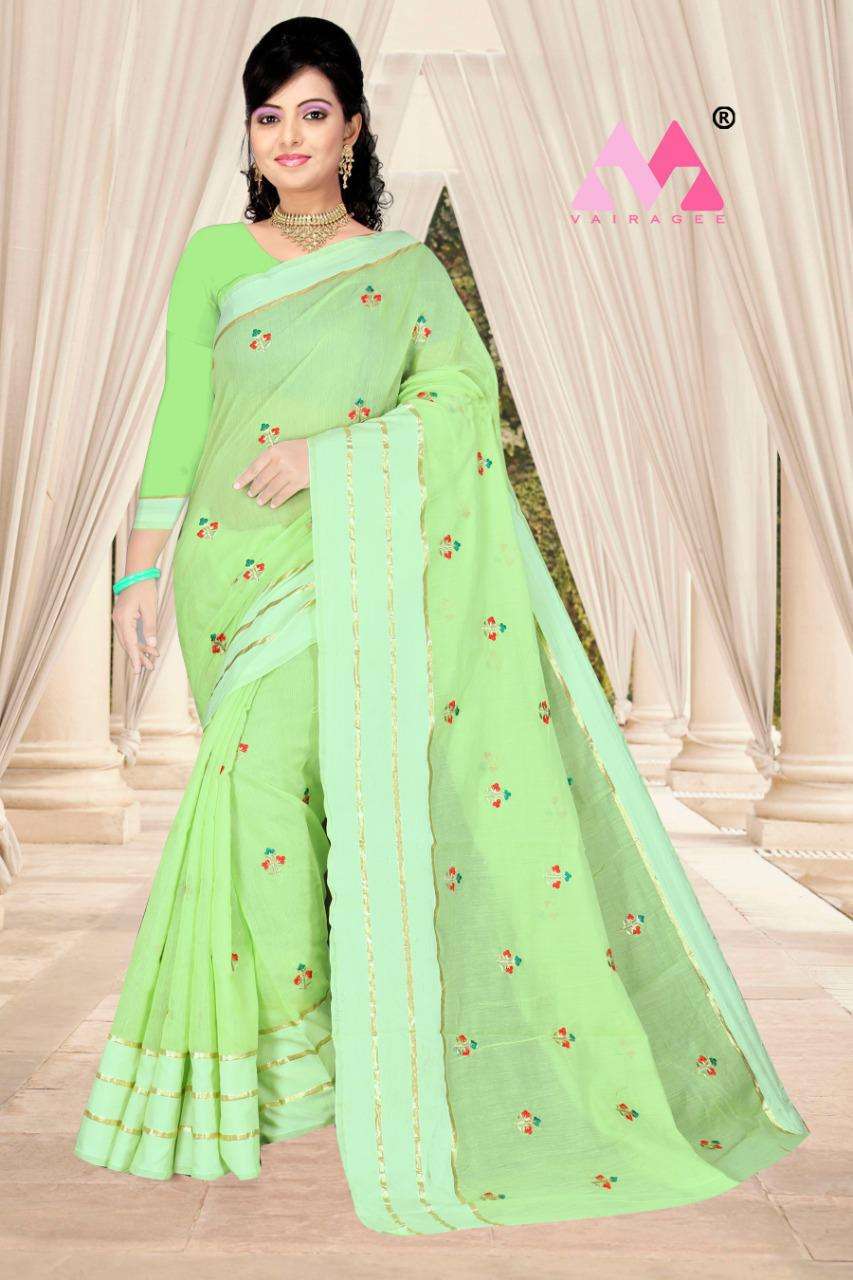 NAIRA BY VAIRAGEE 01 TO 06 SERIES INDIAN TRADITIONAL WEAR COLLECTION BEAUTIFUL STYLISH FANCY COLORFUL PARTY WEAR & OCCASIONAL WEAR COTTON SAREES AT WHOLESALE PRICE