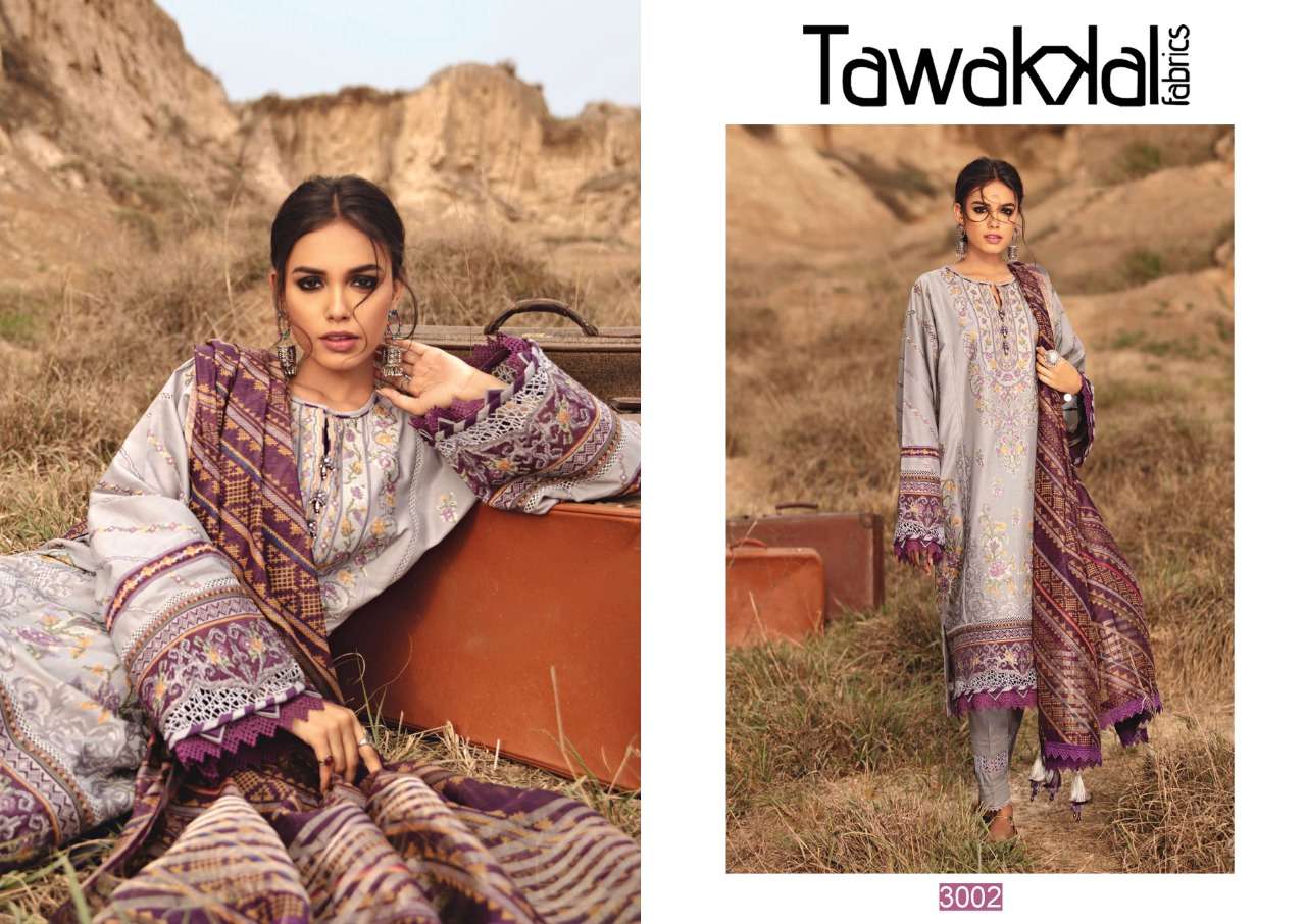 OPULENCE LUXURY COTTON VOL-3 BY TAWAKKAL FAB 3001 TO 3010 SERIES BEAUTIFUL SUITS COLORFUL STYLISH FANCY CASUAL WEAR & ETHNIC WEAR COTTON PRINT DRESSES AT WHOLESALE PRICE