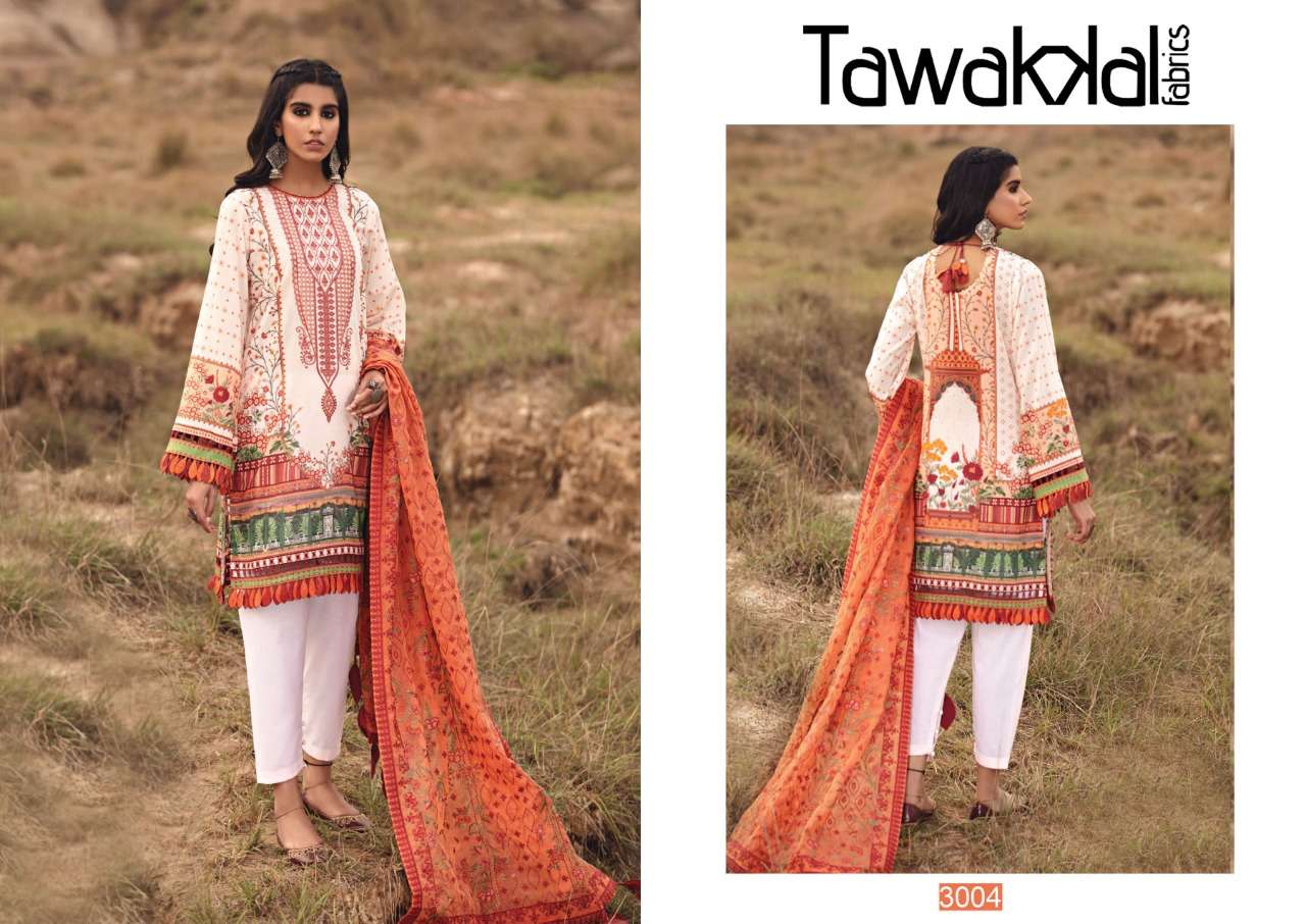 OPULENCE LUXURY COTTON VOL-3 BY TAWAKKAL FAB 3001 TO 3010 SERIES BEAUTIFUL SUITS COLORFUL STYLISH FANCY CASUAL WEAR & ETHNIC WEAR COTTON PRINT DRESSES AT WHOLESALE PRICE