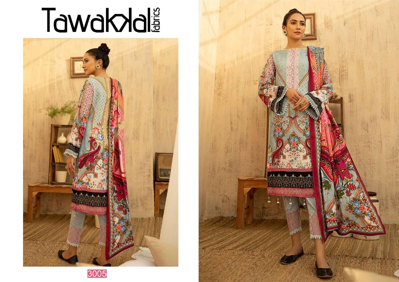 OPULENCE LUXURY COTTON VOL-3 BY TAWAKKAL FAB 3001 TO 3010 SERIES BEAUTIFUL SUITS COLORFUL STYLISH FANCY CASUAL WEAR & ETHNIC WEAR COTTON PRINT DRESSES AT WHOLESALE PRICE