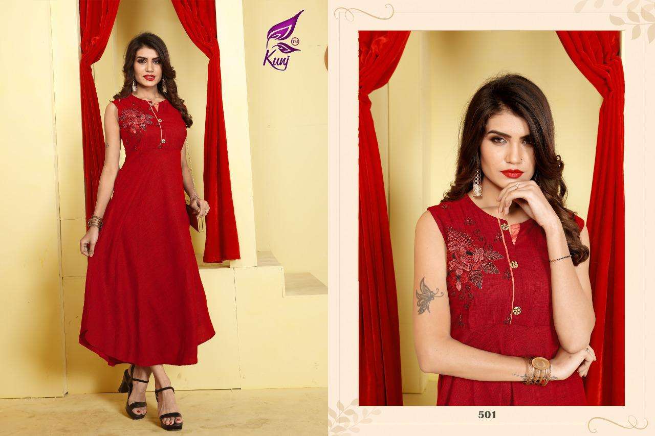 VARAHI VOL-5 BY KUNJ 501 TO 508 SERIES DESIGNER STYLISH FANCY COLORFUL BEAUTIFUL PARTY WEAR & ETHNIC WEAR COLLECTION HEAVY TWO TONE RAYON KURTIS AT WHOLESALE PRICE
