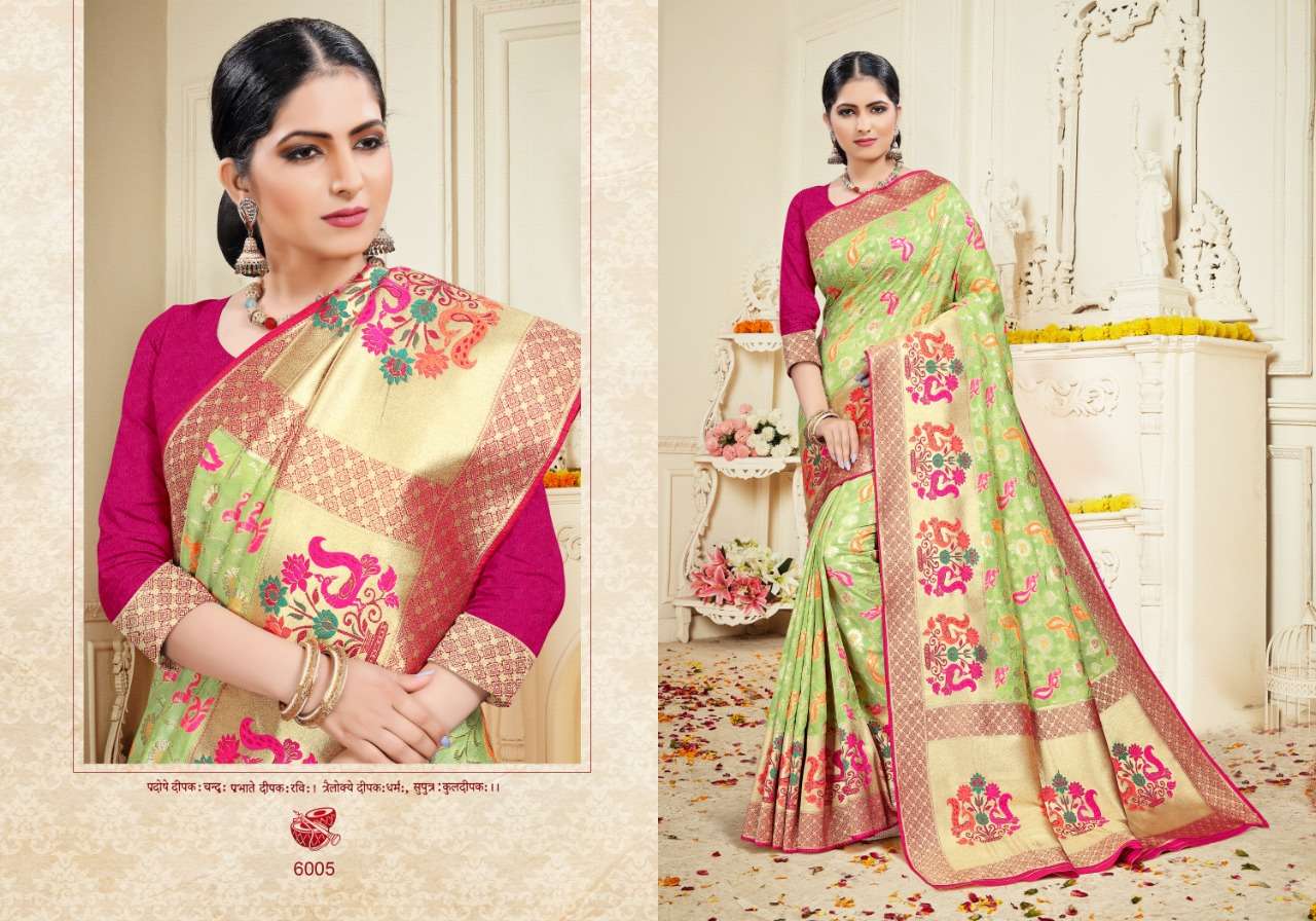 SUMMER SILK BY PATANG SAREES 6001 TO 6006 SERIES INDIAN TRADITIONAL WEAR COLLECTION BEAUTIFUL STYLISH FANCY COLORFUL PARTY WEAR & OCCASIONAL WEAR SILK SAREES AT WHOLESALE PRICE