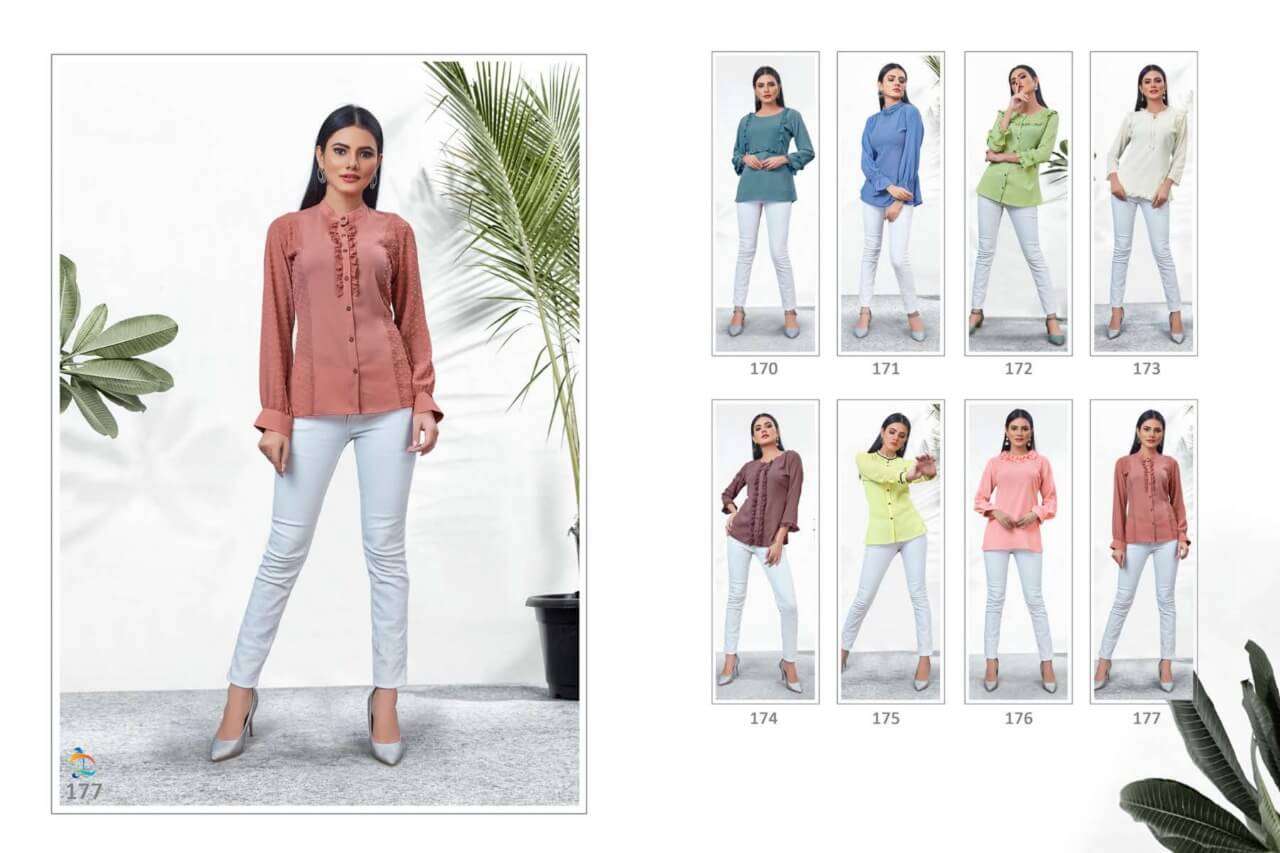 RIANNA BY DOVI FASHION 170 TO 177 SERIES DESIGNER STYLISH FANCY COLORFUL BEAUTIFUL PARTY WEAR & ETHNIC WEAR COLLECTION CHIFFON KURTIS AT WHOLESALE PRICE