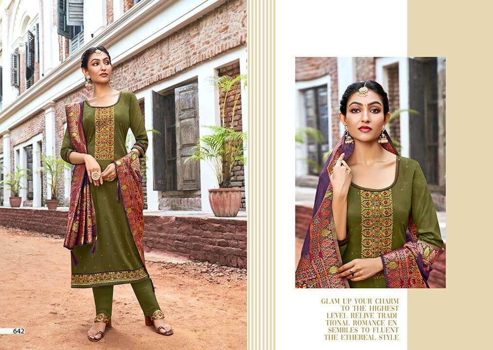 KISMAT BY TRIPLE AAA 641 TO 646 SERIES BEAUTIFUL SUITS COLORFUL STYLISH FANCY CASUAL WEAR & ETHNIC WEAR JAM SILK EMBROIDERED DRESSES AT WHOLESALE PRICE