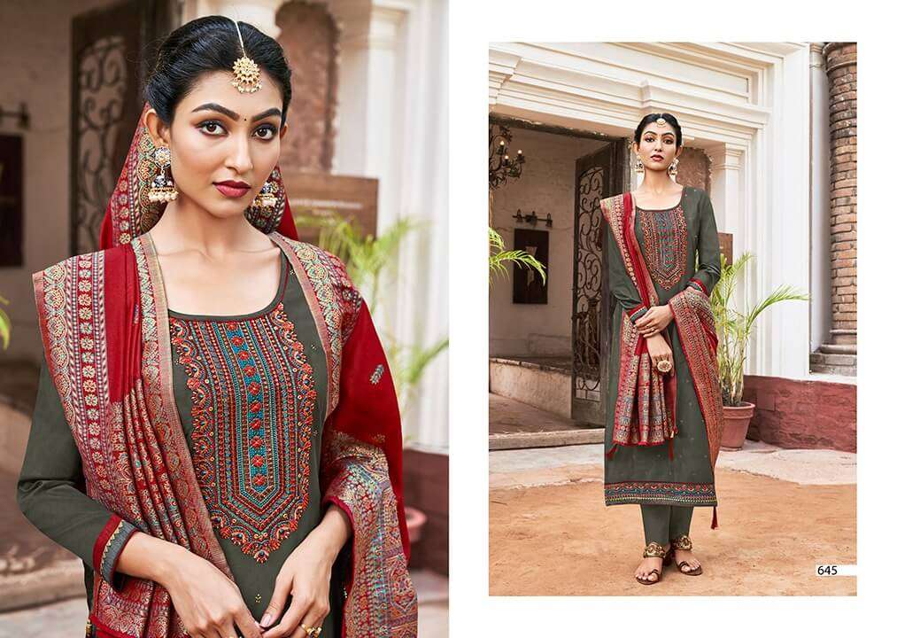 KISMAT BY TRIPLE AAA 641 TO 646 SERIES BEAUTIFUL SUITS COLORFUL STYLISH FANCY CASUAL WEAR & ETHNIC WEAR JAM SILK EMBROIDERED DRESSES AT WHOLESALE PRICE