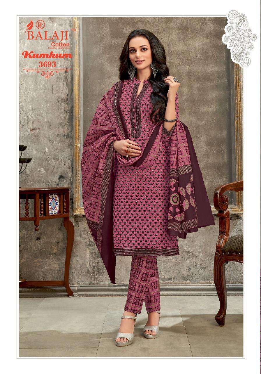 KUMKUM VOL-25 BY BALAJI COTTON 3691 TO 3710 SERIES BEAUTIFUL STYLISH SHARARA SUITS FANCY COLORFUL CASUAL WEAR & ETHNIC WEAR & READY TO WEAR HEAVY COTTON PRINTED DRESSES AT WHOLESALE PRICE