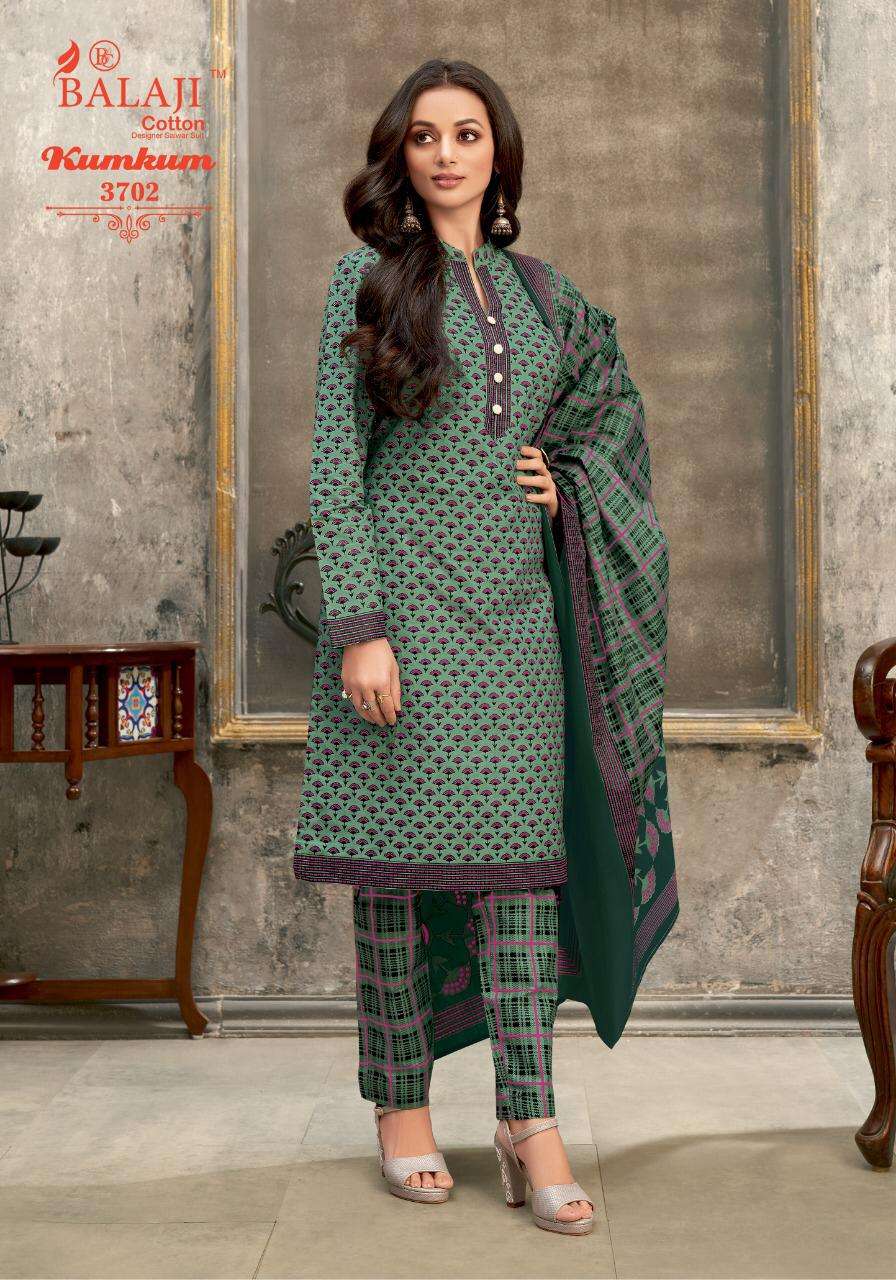 KUMKUM VOL-25 BY BALAJI COTTON 3691 TO 3710 SERIES BEAUTIFUL STYLISH SHARARA SUITS FANCY COLORFUL CASUAL WEAR & ETHNIC WEAR & READY TO WEAR HEAVY COTTON PRINTED DRESSES AT WHOLESALE PRICE