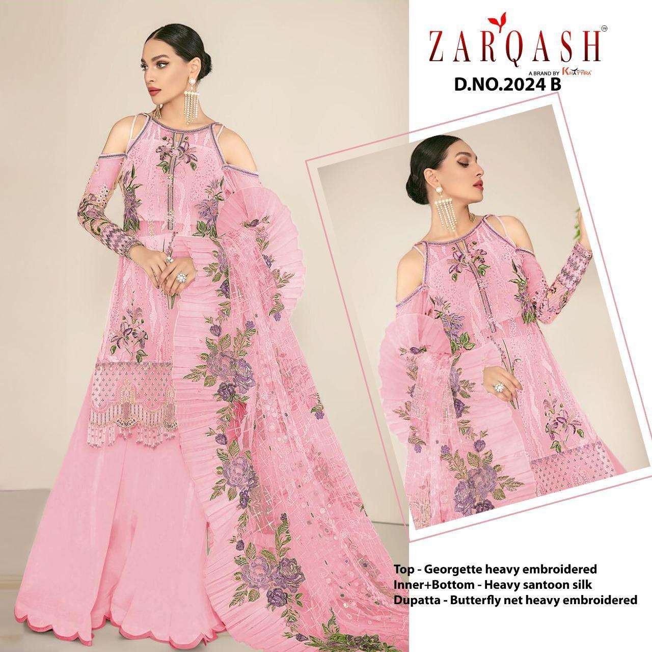 Jihan By Zarqash 2024-A To 2024-D Series Designer Festive Pakistani Suits Collection Beautiful Stylish Fancy Colorful Party Wear & Occasional Wear Faux Georgette Embroidered Dresses At Wholesale Price