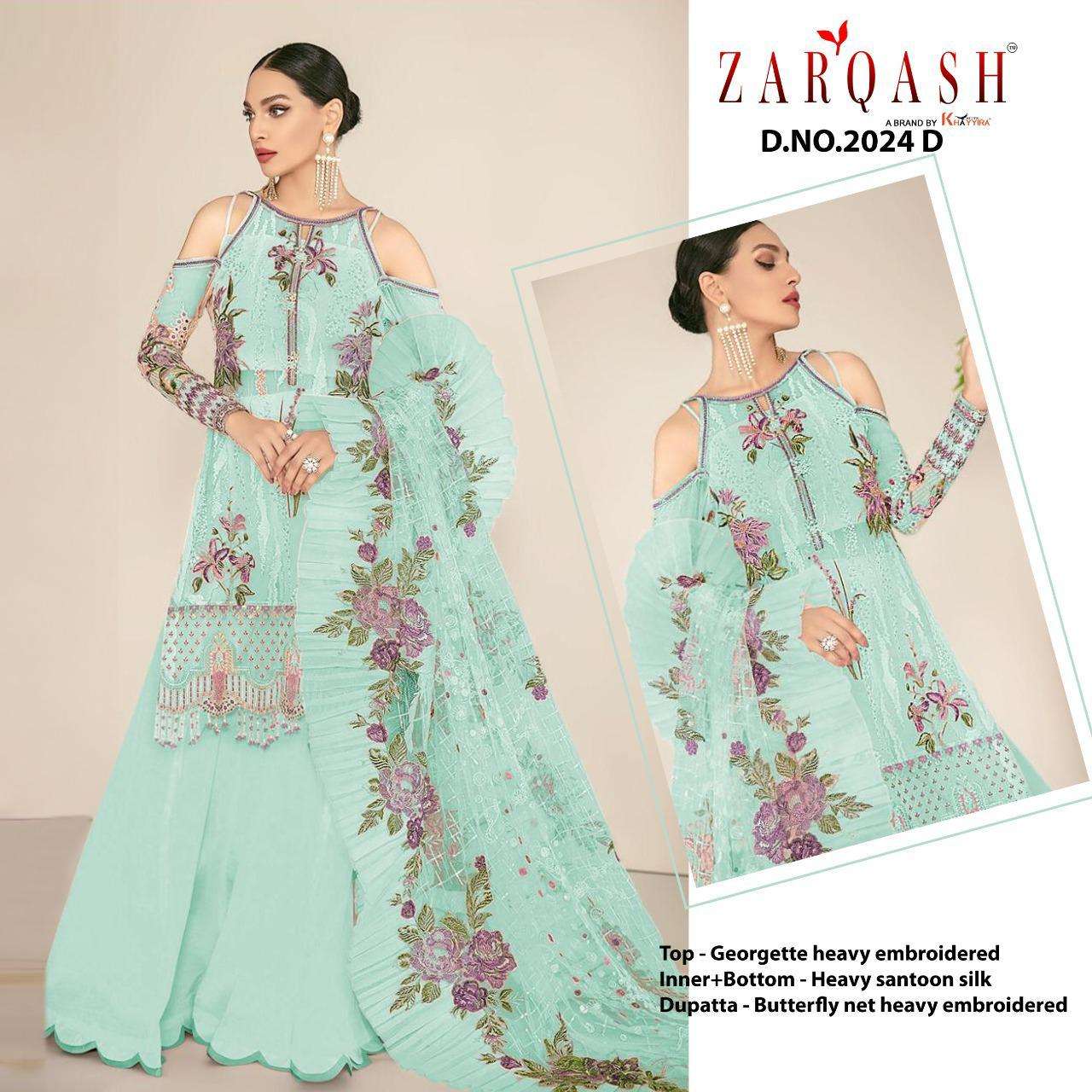 Jihan By Zarqash 2024-A To 2024-D Series Designer Festive Pakistani Suits Collection Beautiful Stylish Fancy Colorful Party Wear & Occasional Wear Faux Georgette Embroidered Dresses At Wholesale Price