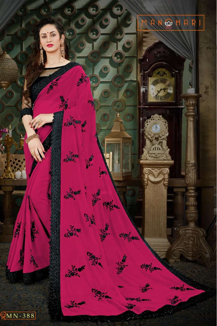 MANOHARI VOL-1 BY MANOHARI INDIAN TRADITIONAL WEAR COLLECTION BEAUTIFUL STYLISH FANCY COLORFUL PARTY WEAR & OCCASIONAL WEAR GEORGETTE SAREES AT WHOLESALE PRICE