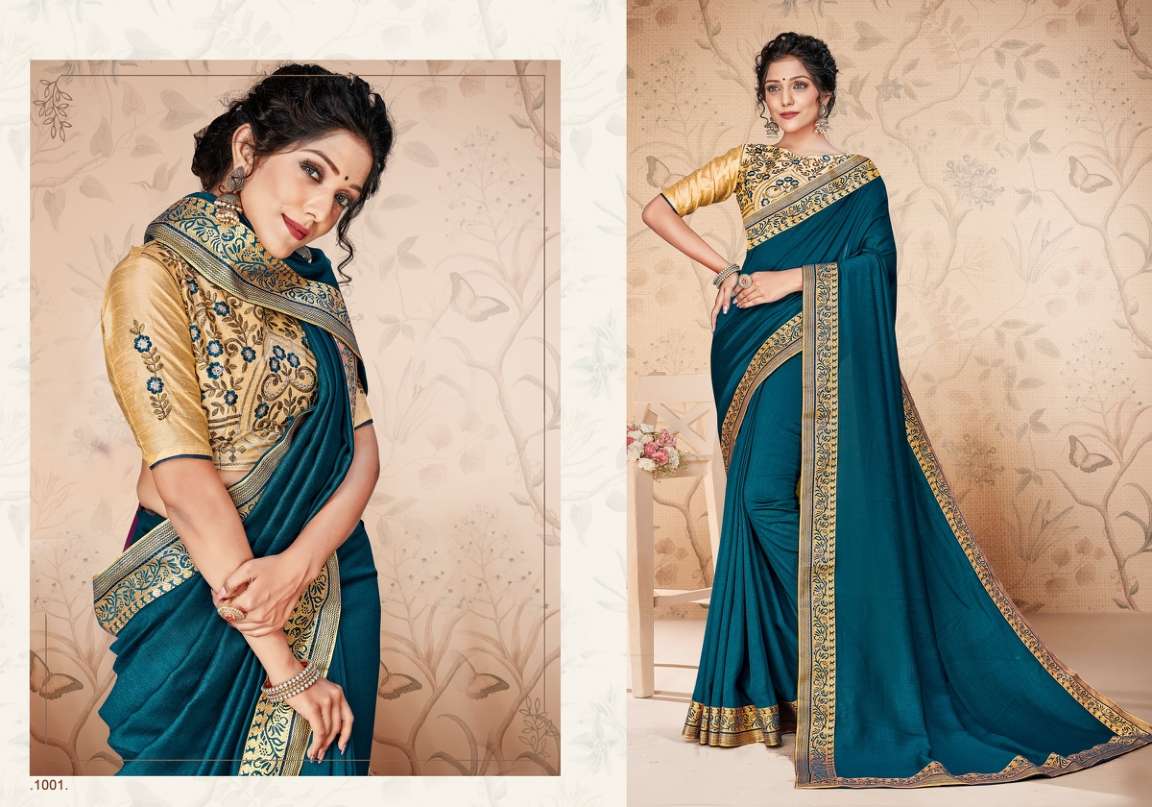 ANAISHA BY RANJNA 1001 TO 1008 SERIES INDIAN TRADITIONAL WEAR COLLECTION BEAUTIFUL STYLISH FANCY COLORFUL PARTY WEAR & OCCASIONAL WEAR VICHITRA SILK SAREES AT WHOLESALE PRICE