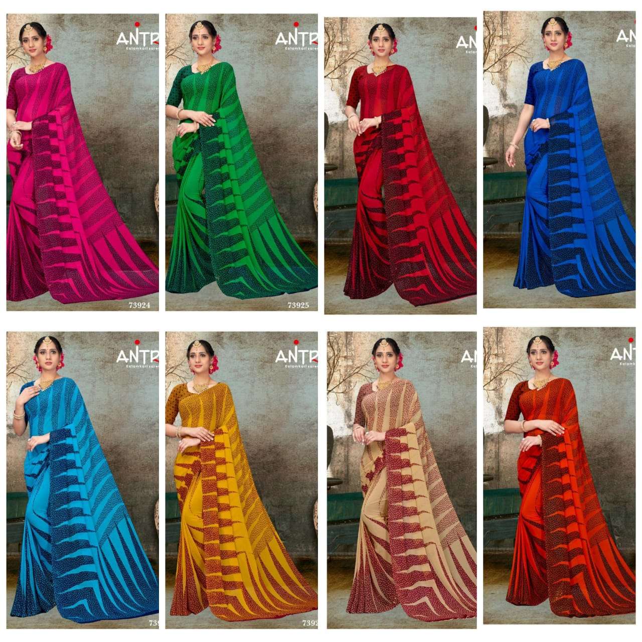 KITKAT BY ANTRA 73921 TO 73928 SERIES INDIAN TRADITIONAL WEAR COLLECTION BEAUTIFUL STYLISH FANCY COLORFUL PARTY WEAR & OCCASIONAL WEAR WEIGHTLESS SAREES AT WHOLESALE PRICE