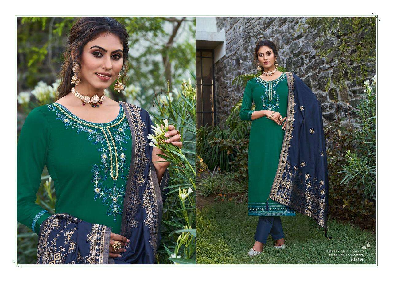 VIRASAT VOL-9 BY KESSI FABRICS 5911 TO 5918 SERIES BEAUTIFUL SUITS STYLISH FANCY COLORFUL PARTY WEAR & OCCASIONAL WEAR JAM SILK WITH KATHLI WORK DRESSES AT WHOLESALE PRICE