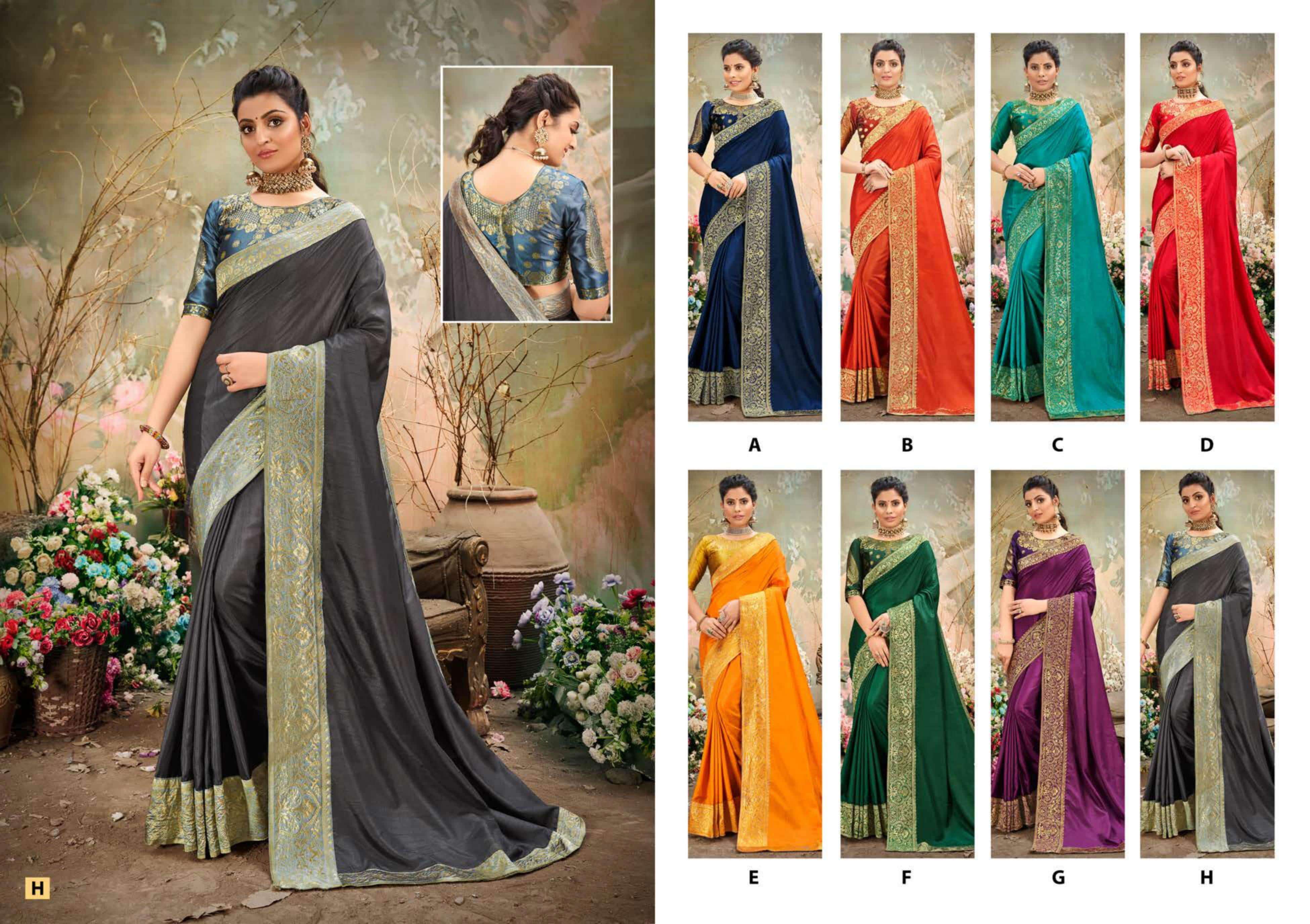 SANGAM BY SHRAVYA FASHION A TO H SERIES INDIAN TRADITIONAL WEAR COLLECTION BEAUTIFUL STYLISH FANCY COLORFUL PARTY WEAR & OCCASIONAL WEAR DOLA SILK SAREES AT WHOLESALE PRICE