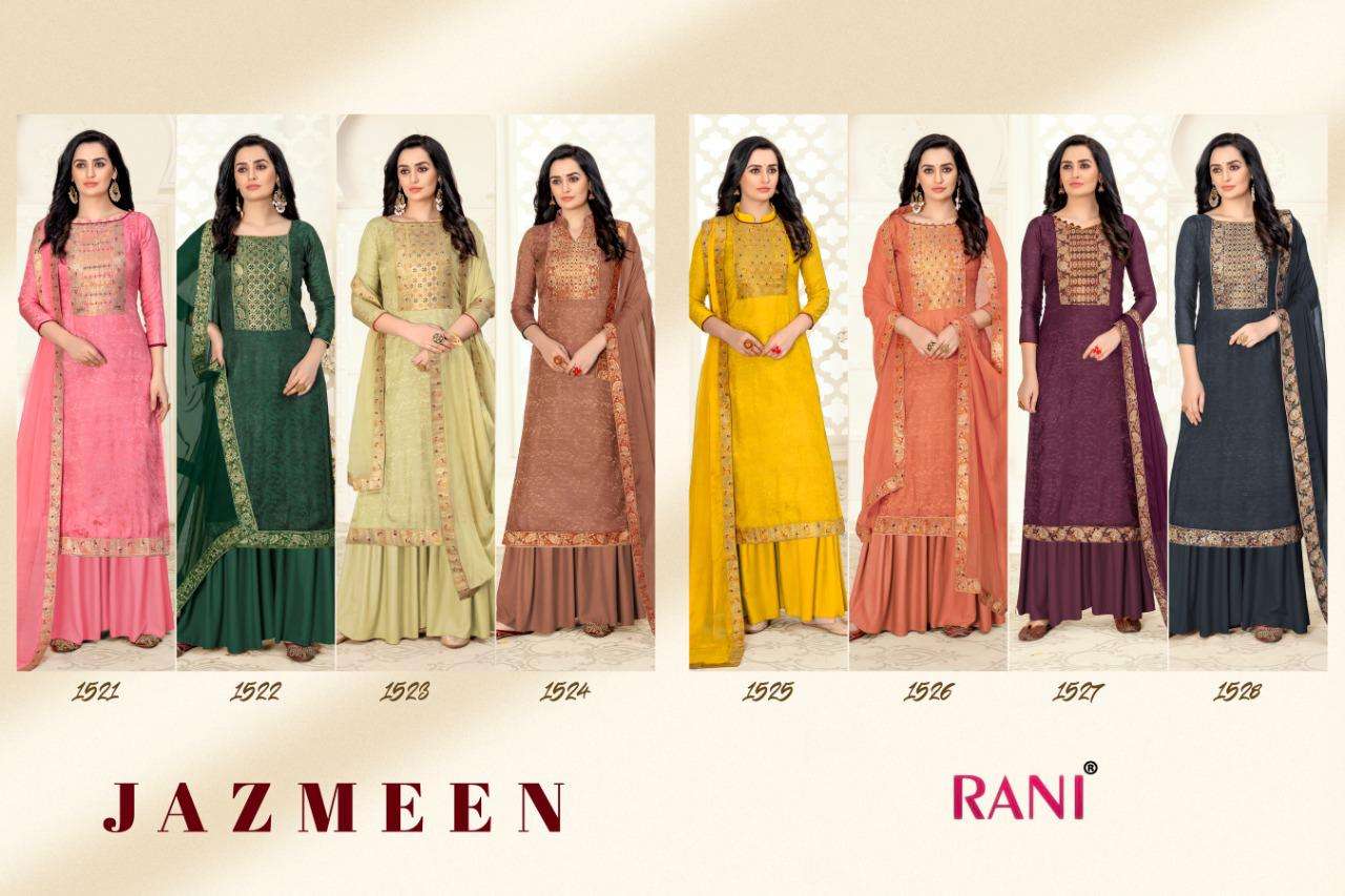 JASMEEN BY RANI TRENDZ 1521 TO 1528 SERIES BEAUTIFUL SUITS COLORFUL STYLISH FANCY CASUAL WEAR & ETHNIC WEAR PURE MUSLIN DRESSES AT WHOLESALE PRICE