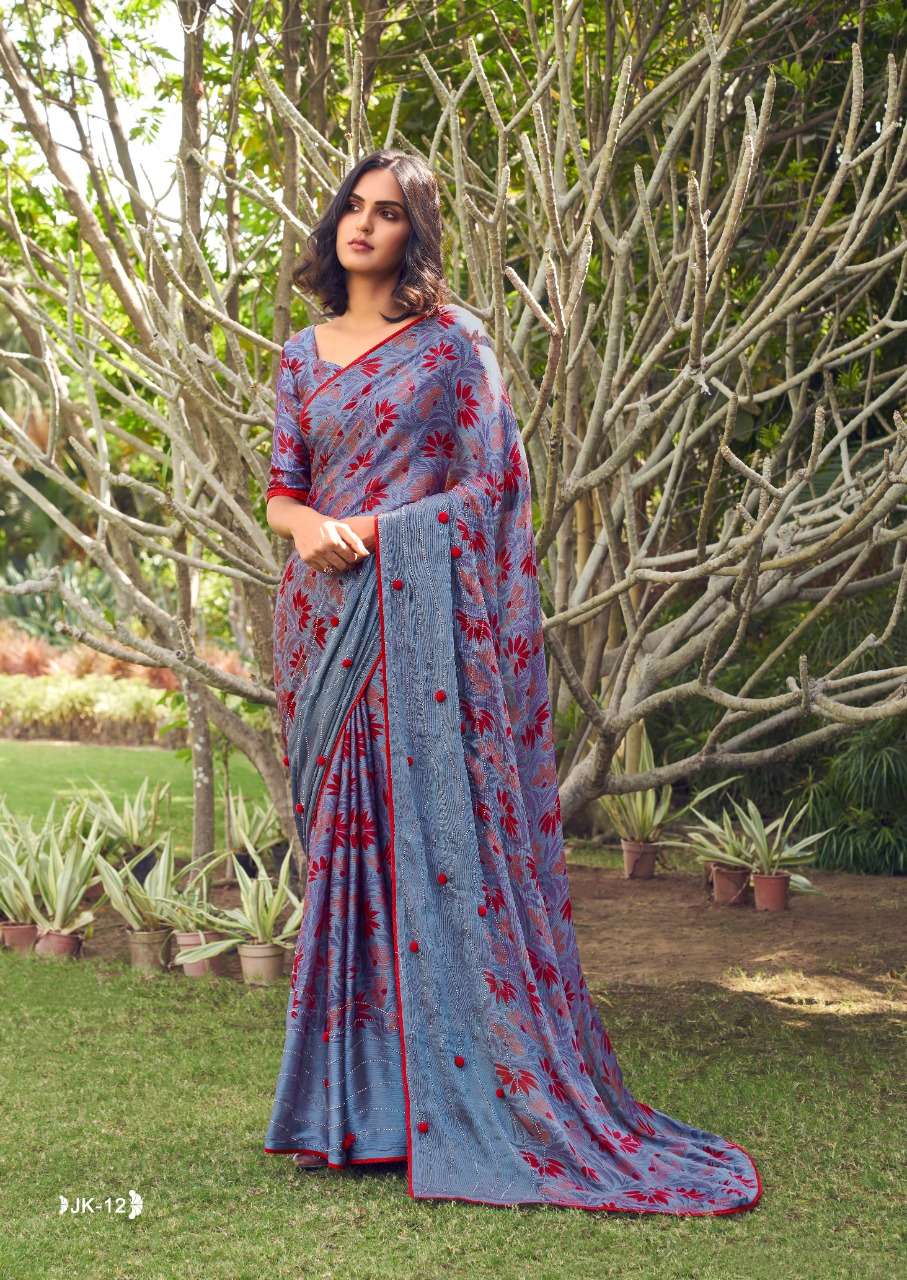 JANKI VOL-2 BY SR 11 TO 30 SERIES INDIAN TRADITIONAL WEAR COLLECTION BEAUTIFUL STYLISH FANCY COLORFUL PARTY WEAR & OCCASIONAL WEAR VELVET CHIFFON SAREES AT WHOLESALE PRICE