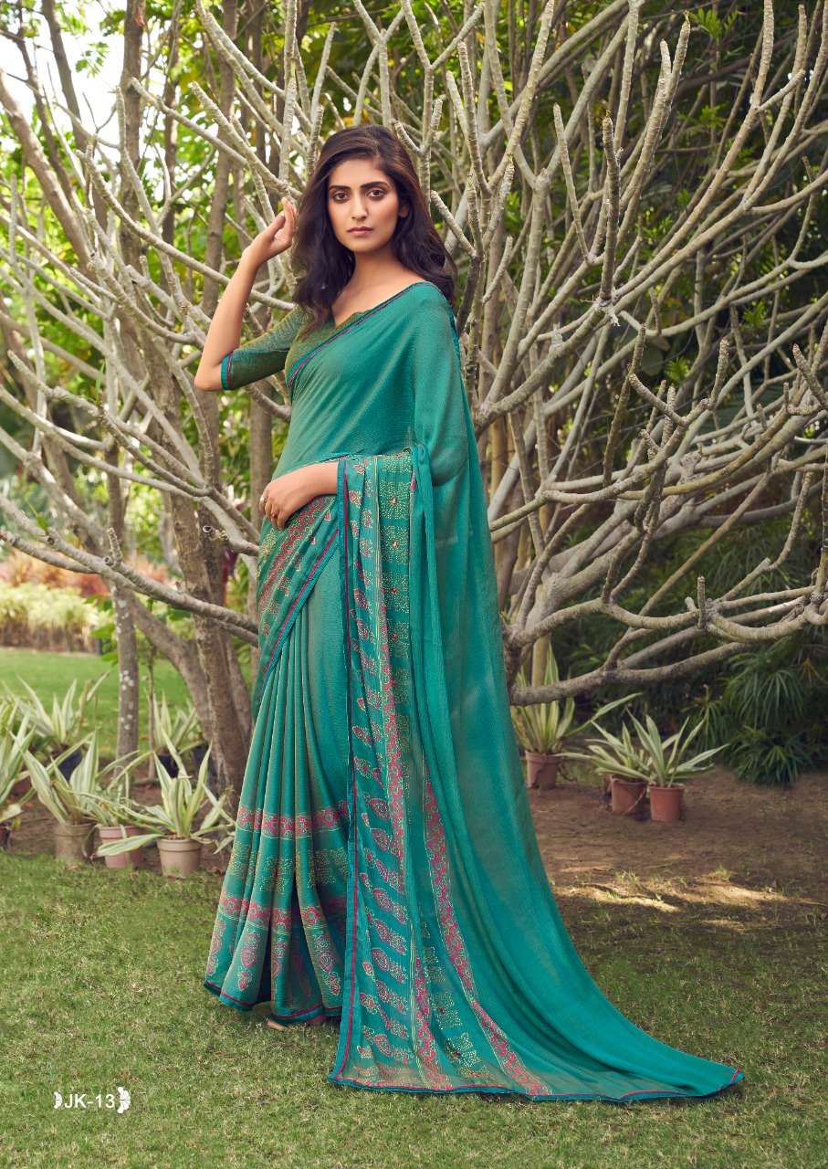 JANKI VOL-2 BY SR 11 TO 30 SERIES INDIAN TRADITIONAL WEAR COLLECTION BEAUTIFUL STYLISH FANCY COLORFUL PARTY WEAR & OCCASIONAL WEAR VELVET CHIFFON SAREES AT WHOLESALE PRICE