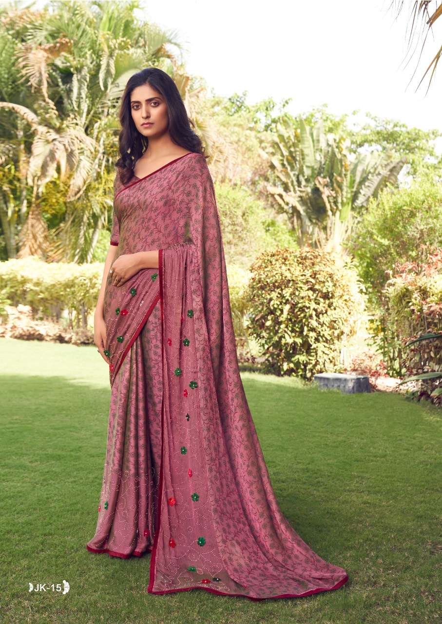 JANKI VOL-2 BY SR 11 TO 30 SERIES INDIAN TRADITIONAL WEAR COLLECTION BEAUTIFUL STYLISH FANCY COLORFUL PARTY WEAR & OCCASIONAL WEAR VELVET CHIFFON SAREES AT WHOLESALE PRICE