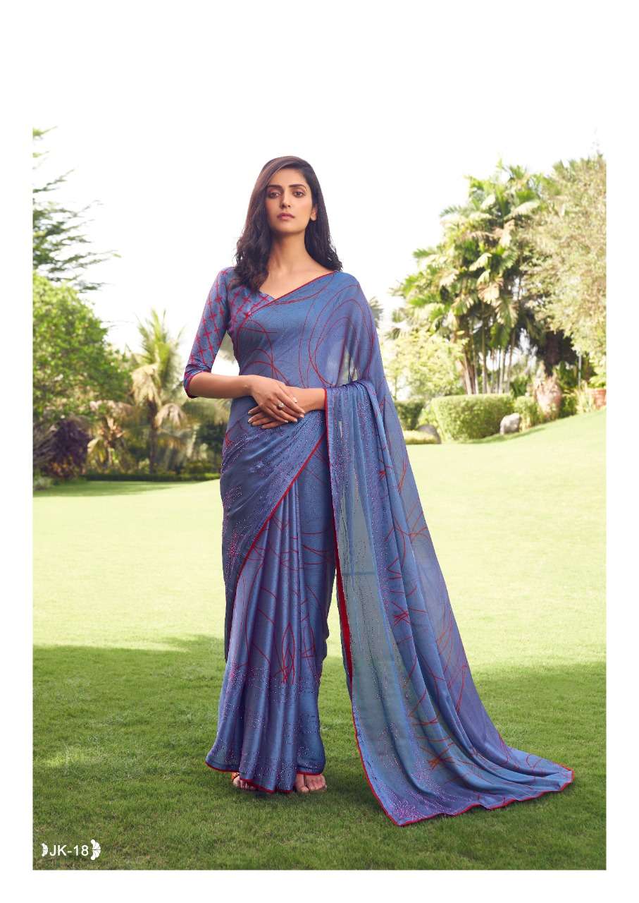 JANKI VOL-2 BY SR 11 TO 30 SERIES INDIAN TRADITIONAL WEAR COLLECTION BEAUTIFUL STYLISH FANCY COLORFUL PARTY WEAR & OCCASIONAL WEAR VELVET CHIFFON SAREES AT WHOLESALE PRICE